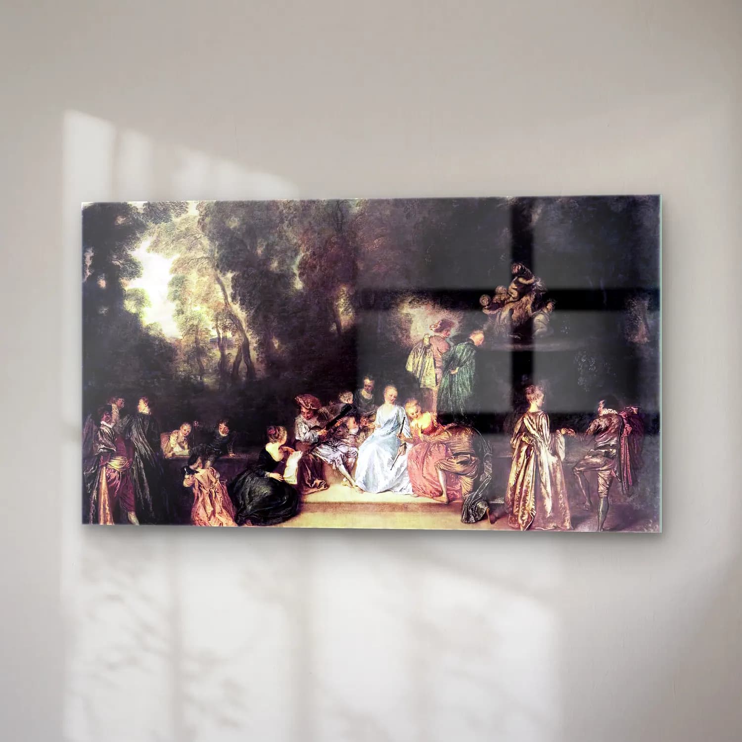 Jean-Antoine Watteau – Party in the Open Air cam tablo — sağ açıdan görünüm