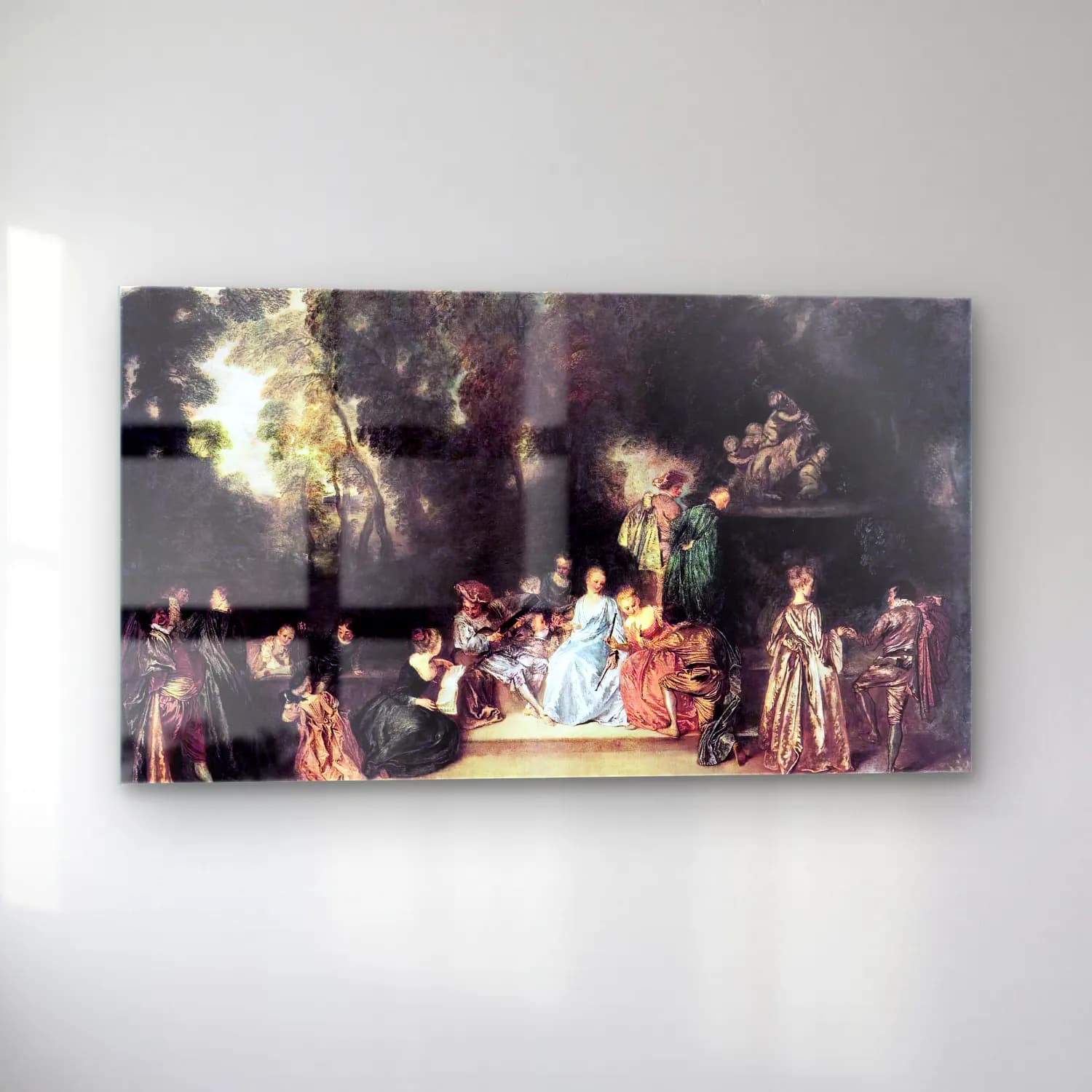 Jean-Antoine Watteau – Party in the Open Air cam tablo — sol açıdan görünüm