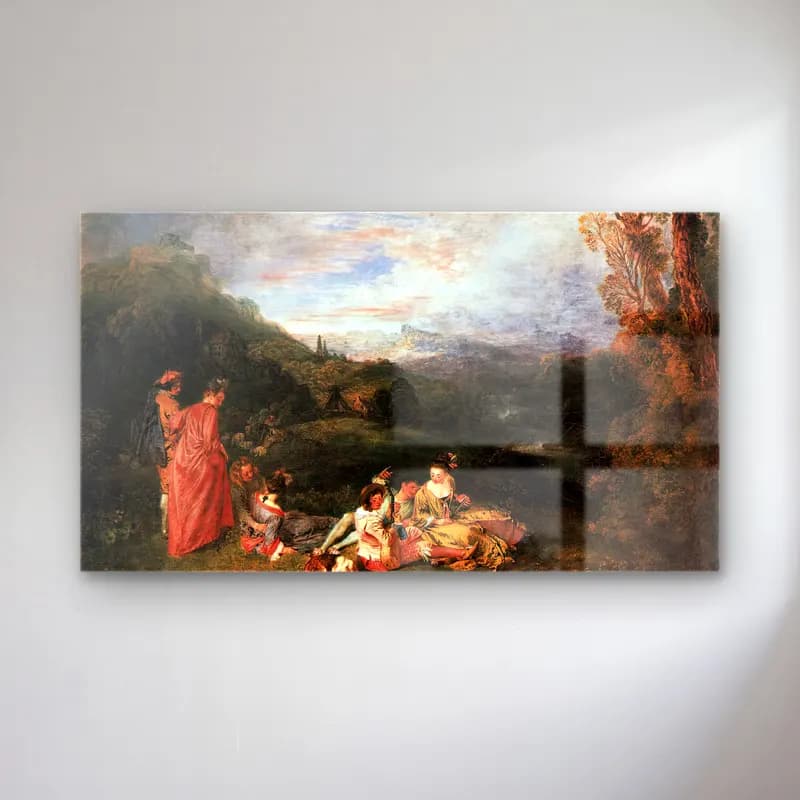 Jean-Antoine Watteau – Peaceful Love cam tablo — Jean-Antoine Watteau – Peaceful Love — empresyonist mitolojik sahne
