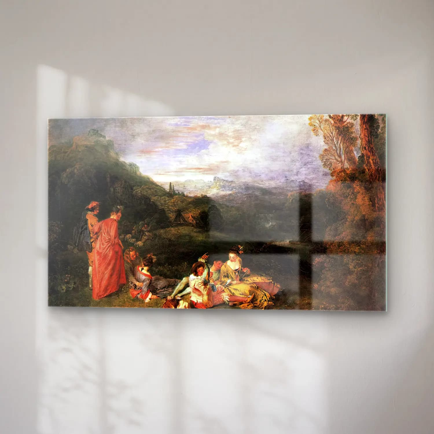 Jean-Antoine Watteau – Peaceful Love cam tablo — sağ açıdan görünüm