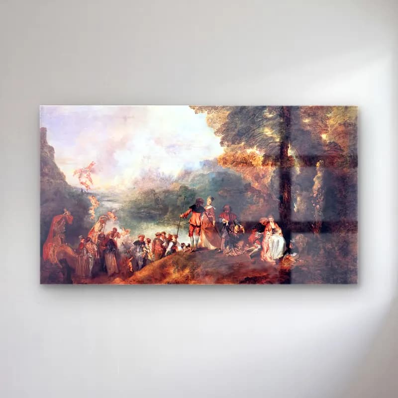 Jean-Antoine Watteau – The Embarkation for Cythera cam tablo — Jean-Antoine Watteau – The Embarkation for Cythera — empresyonist savaş sahnesi