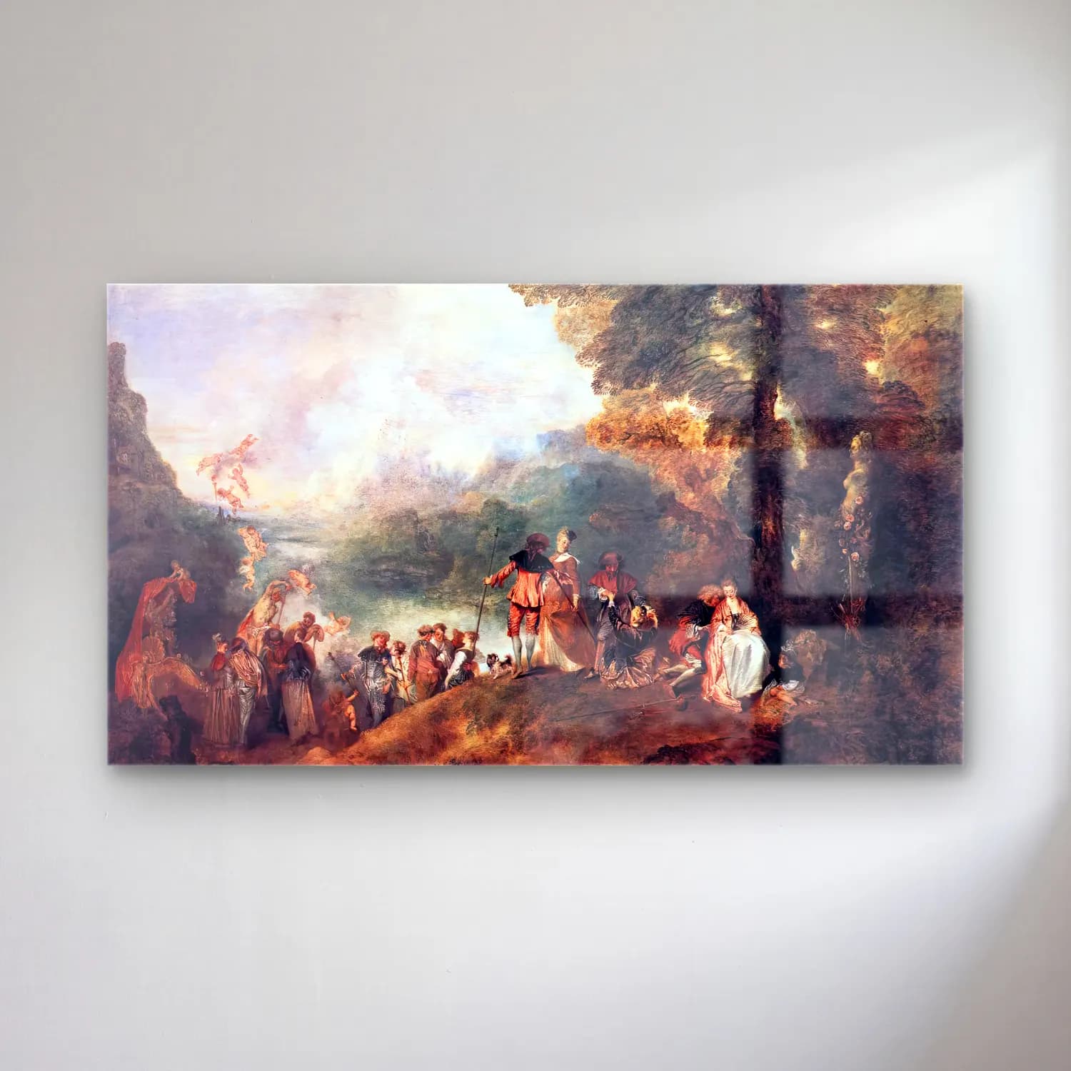 Jean-Antoine Watteau – The Embarkation for Cythera cam tablo — Jean-Antoine Watteau – The Embarkation for Cythera — empresyonist savaş sahnesi