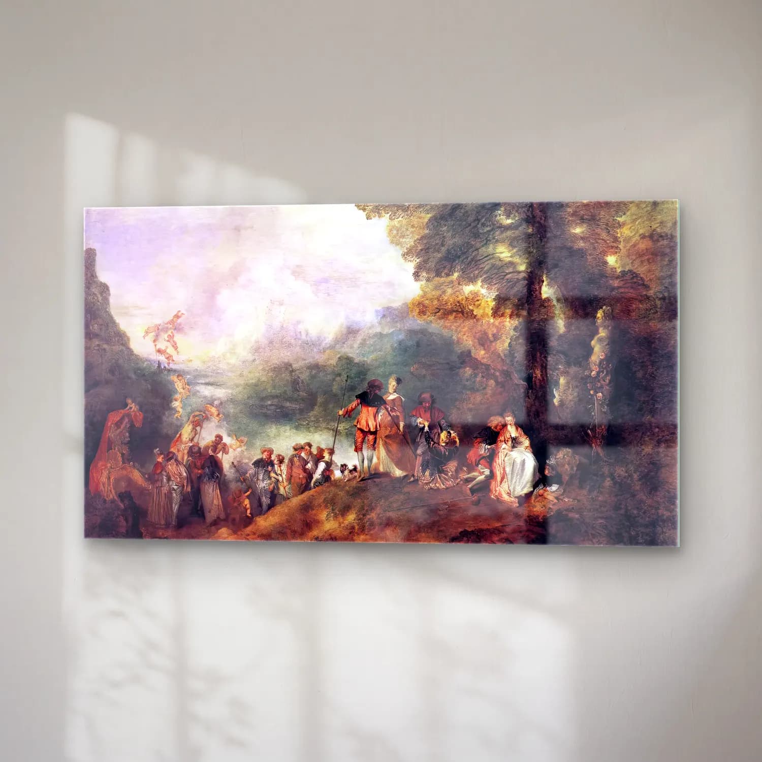 Jean-Antoine Watteau – The Embarkation for Cythera cam tablo — sağ açıdan görünüm