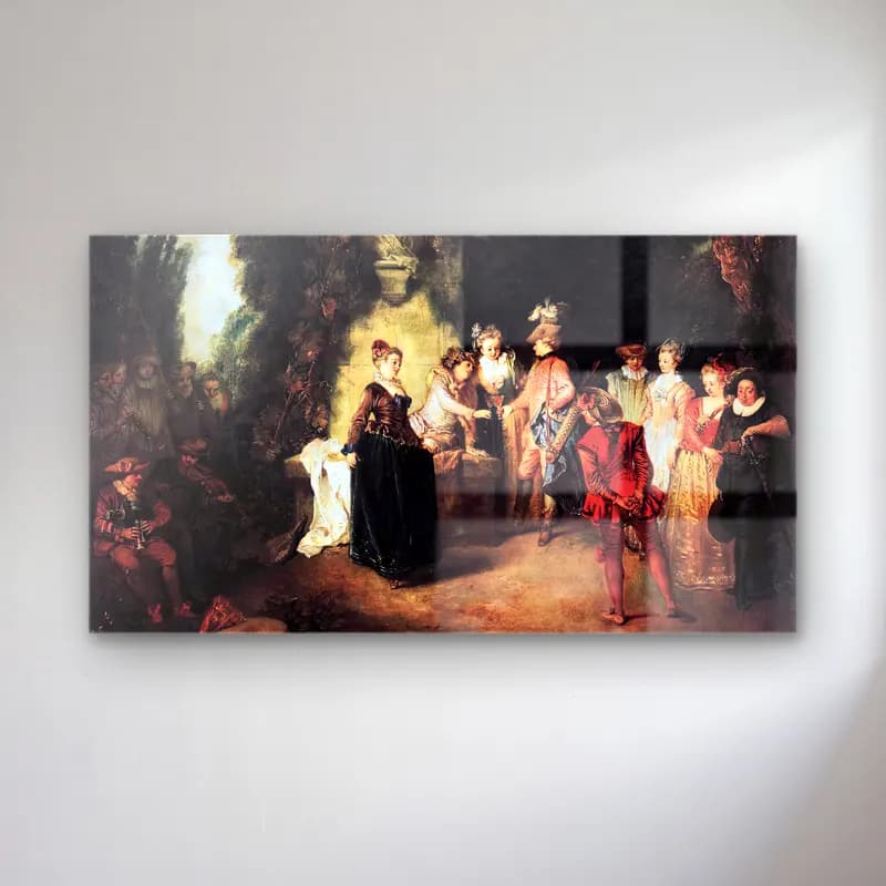 Jean-Antoine Watteau – The French Comedy cam tablo — Jean-Antoine Watteau – The French Comedy — yağlı boya dini sahne