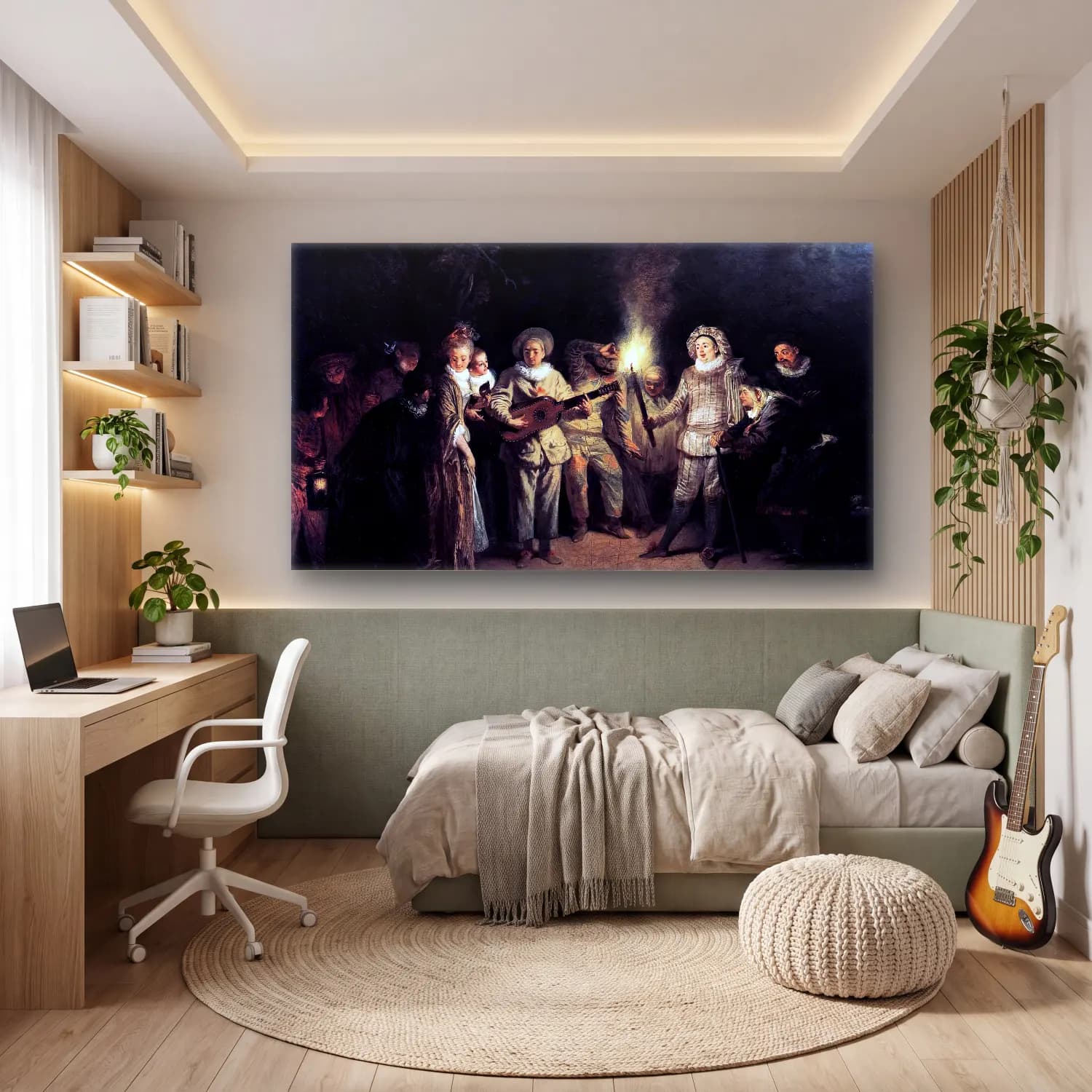 Jean-Antoine Watteau – The Italian Comedy cam tablo — genç odasında