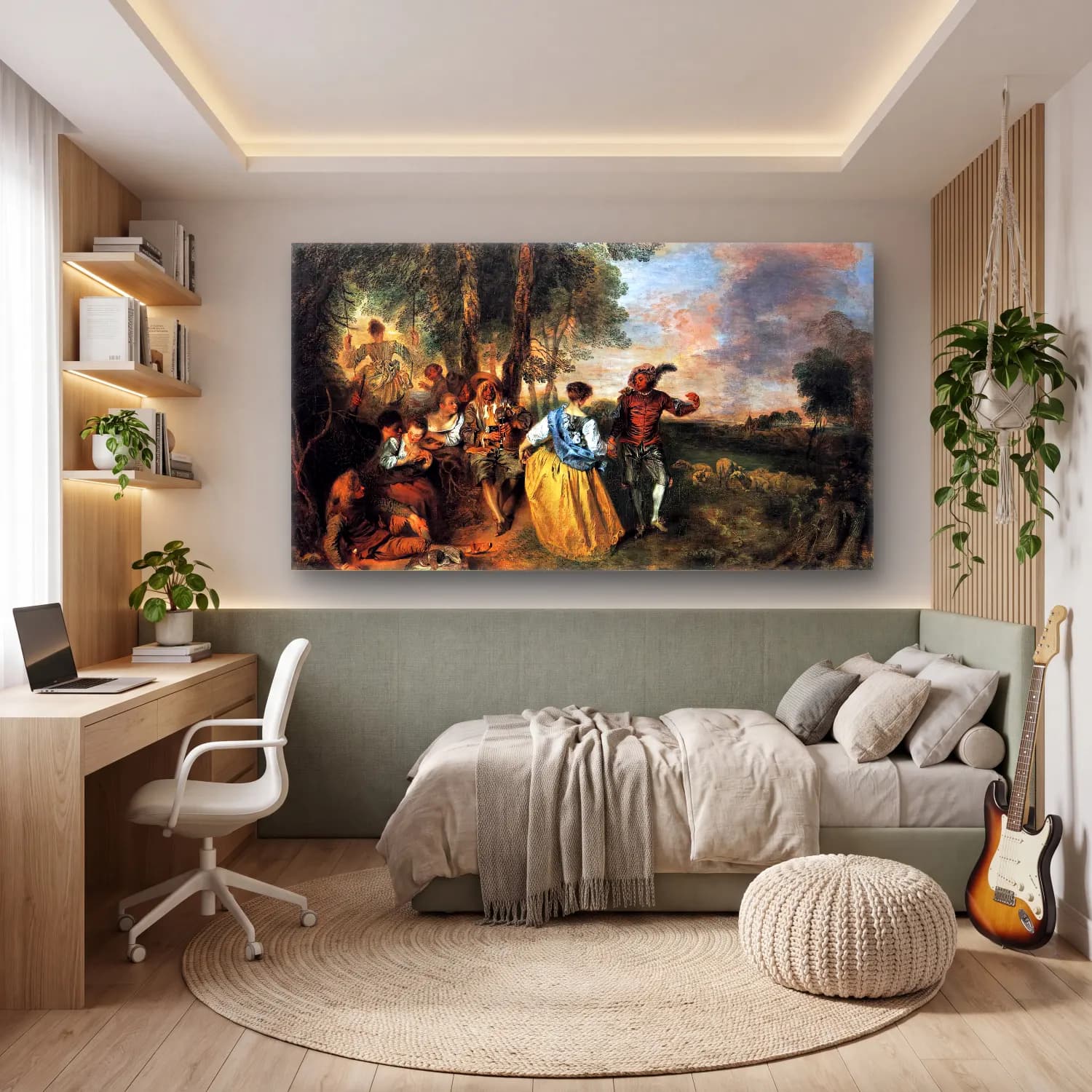 Jean-Antoine Watteau – The Shepherds cam tablo — genç odasında