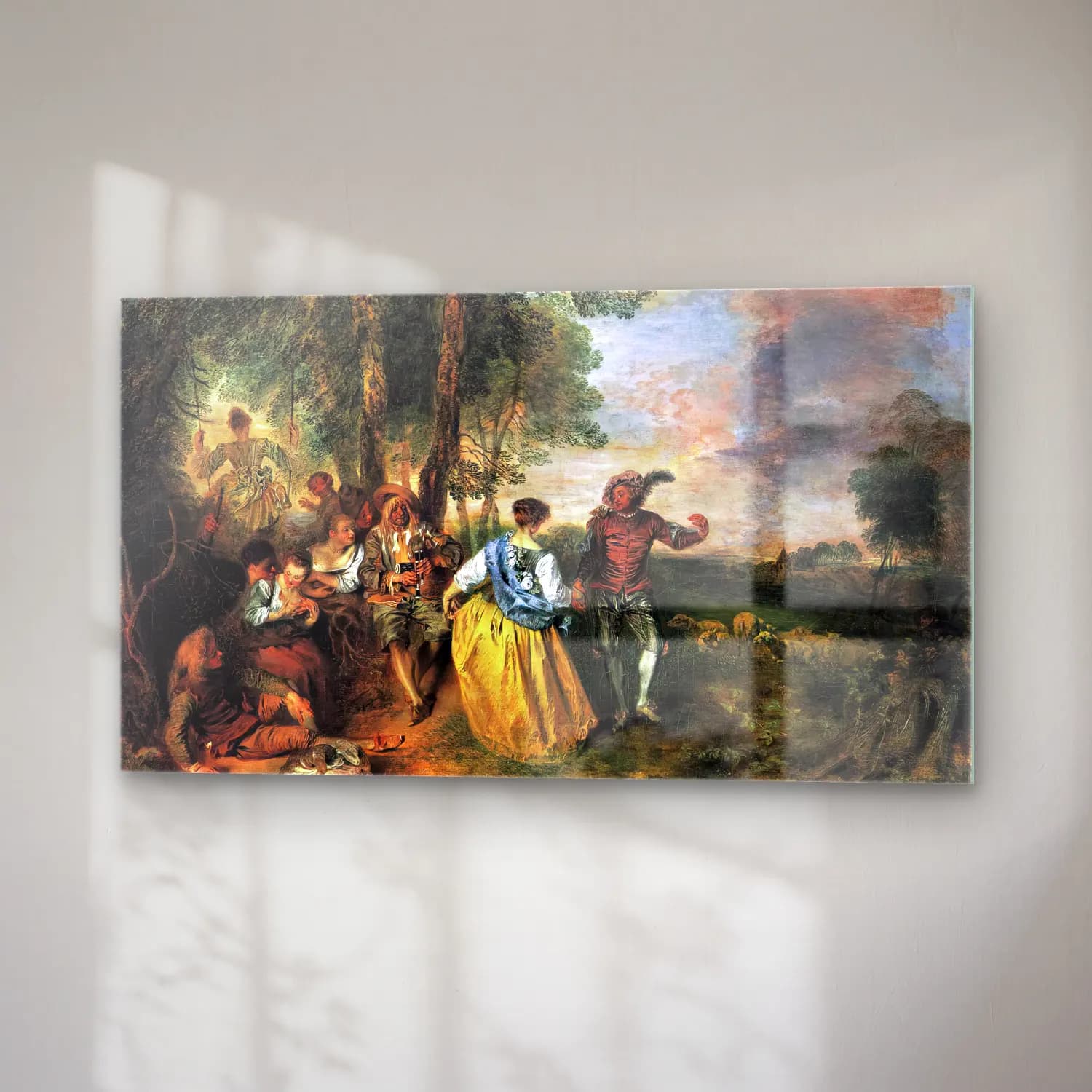 Jean-Antoine Watteau – The Shepherds cam tablo — sağ açıdan görünüm