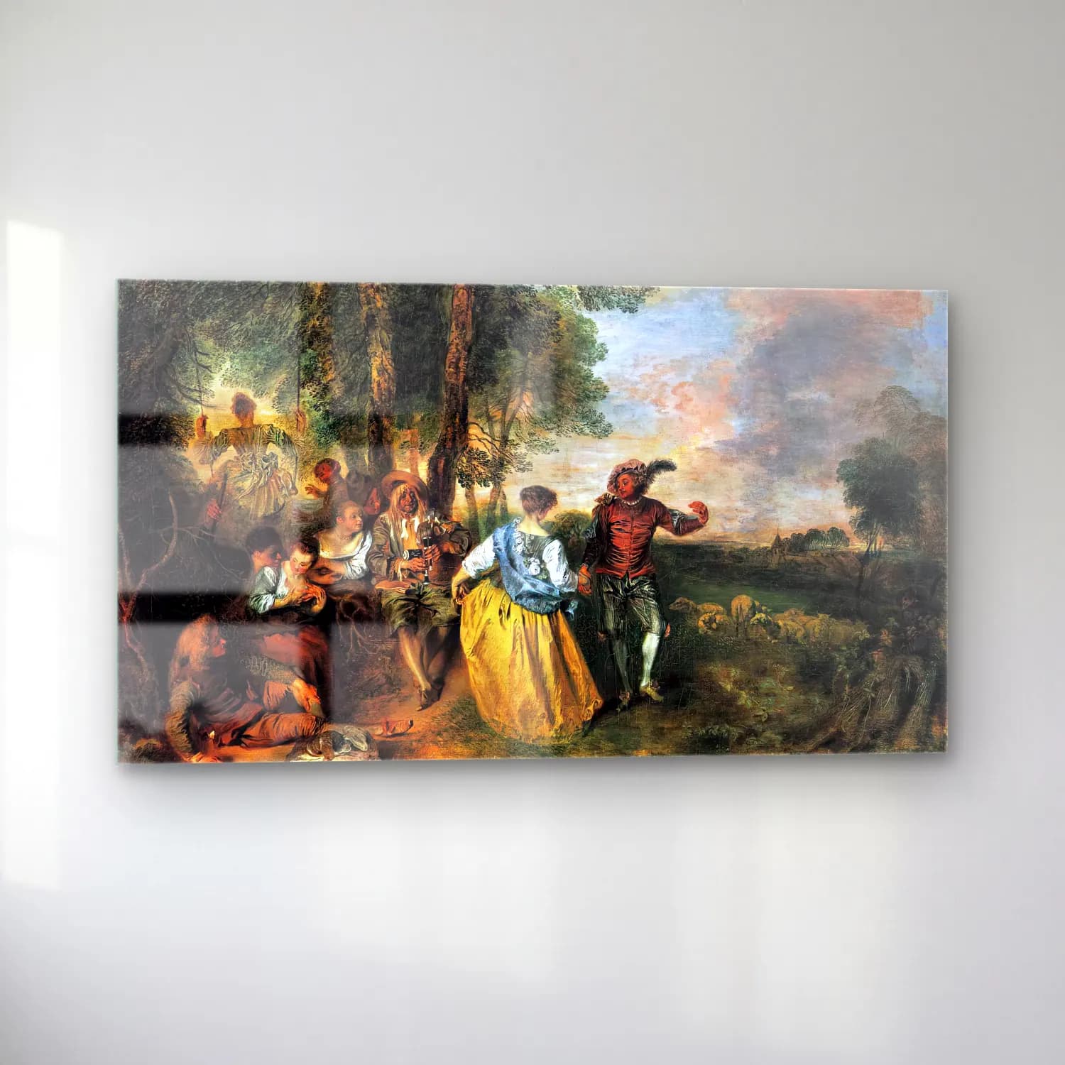 Jean-Antoine Watteau – The Shepherds cam tablo — sol açıdan görünüm