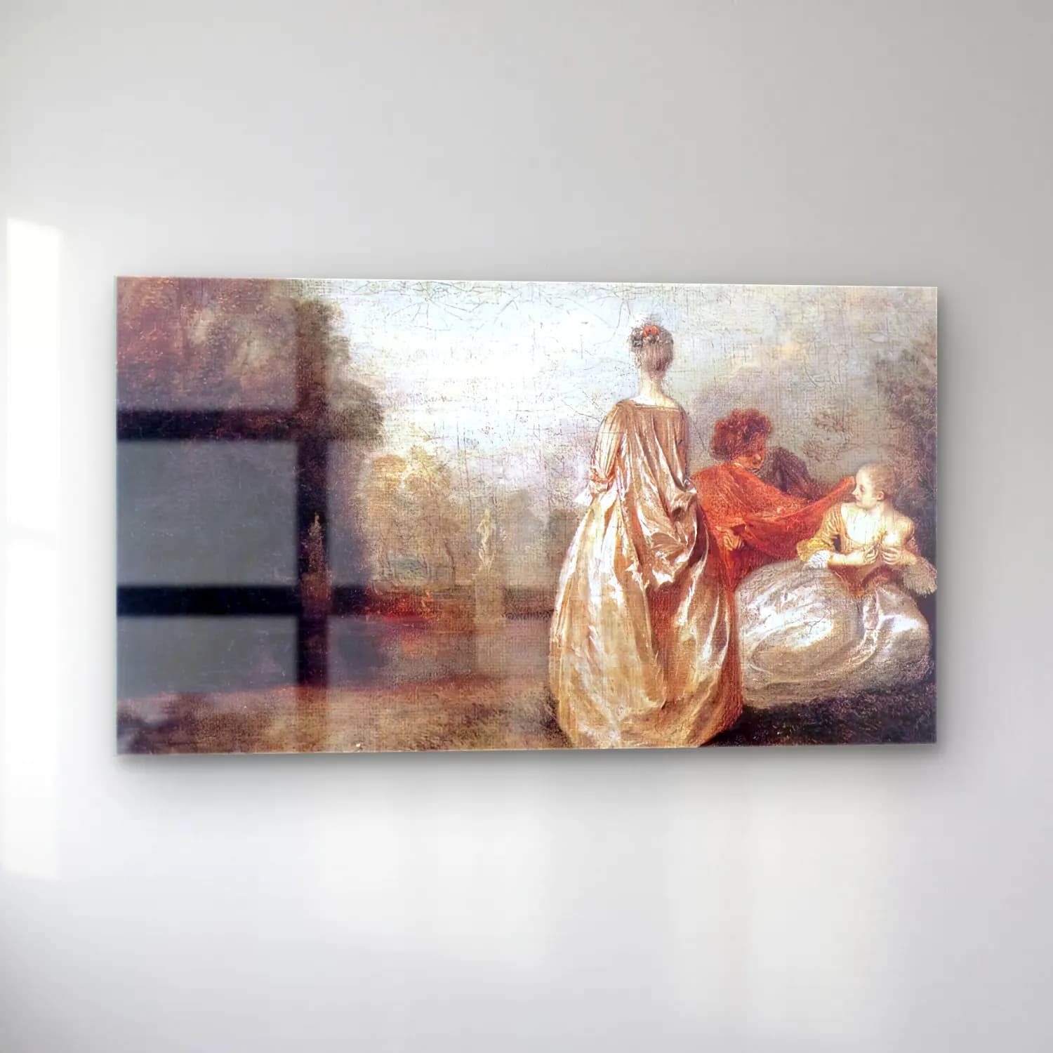 Jean-Antoine Watteau – Two Cousins cam tablo — sol açıdan görünüm