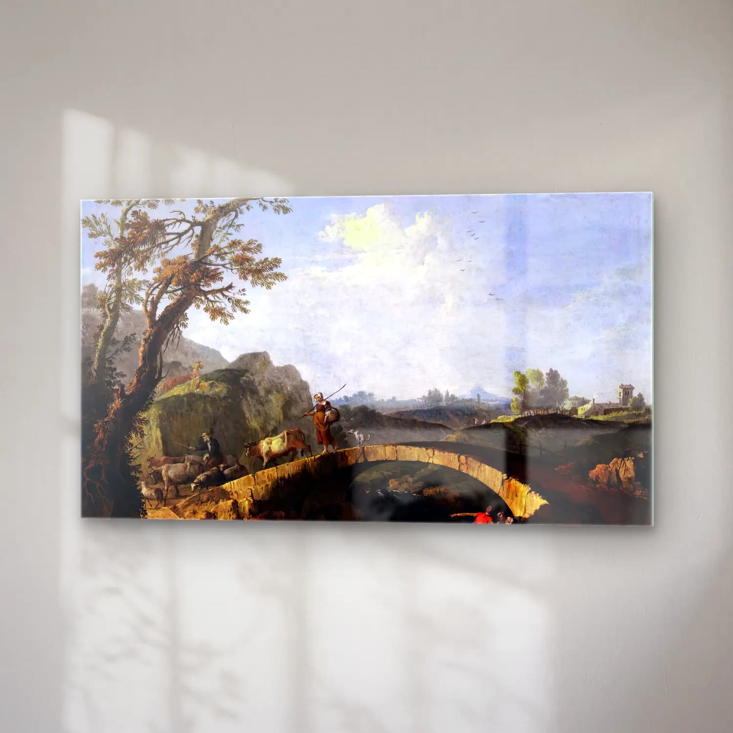 Francesco Zuccarelli – Landscape with Bridge cam tablo — sağ açıdan görünüm