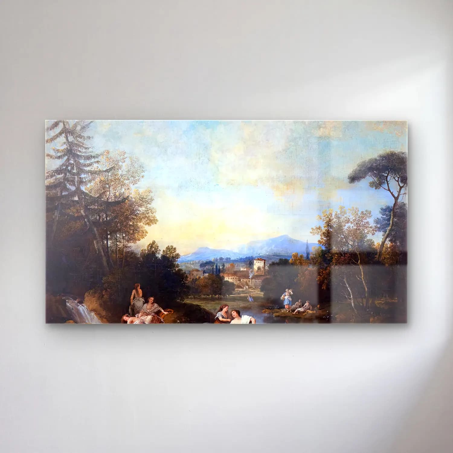 Francesco Zuccarelli – Landscape with Girls at the River cam tablo — Francesco Zuccarelli – Landscape with Girls at the River — yağlı boya kırda nehir