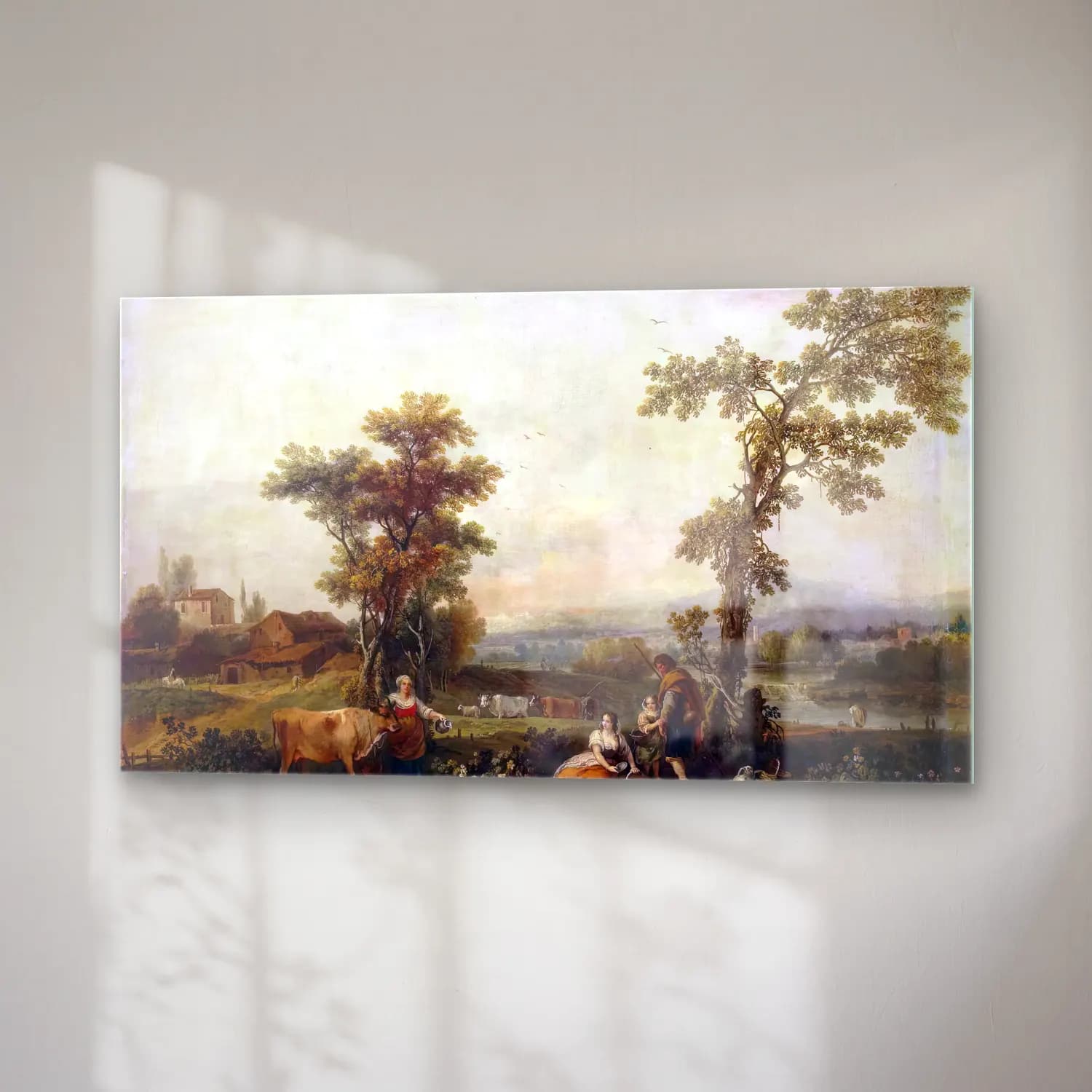 Francesco Zuccarelli – Landscape with a Woman Leading a Cow cam tablo — sağ açıdan görünüm