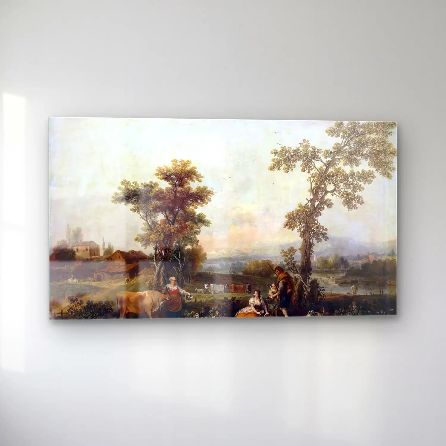 Francesco Zuccarelli – Landscape with a Woman Leading a Cow cam tablo — sol açıdan görünüm