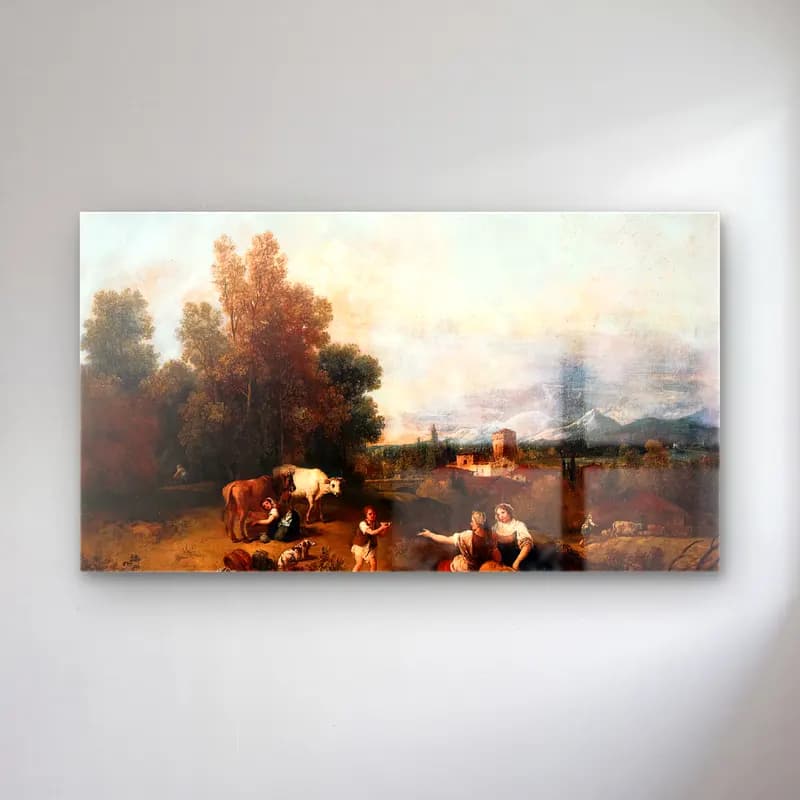 Francesco Zuccarelli – Landscape – Bej Tonlar cam tablo — Francesco Zuccarelli – Landscape – Bej Tonlar — yağlı boya mitolojik sahne