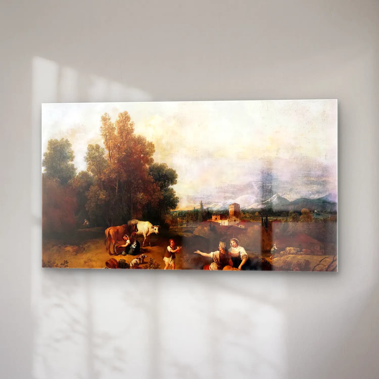 Francesco Zuccarelli – Landscape – Bej Tonlar cam tablo — sağ açıdan görünüm