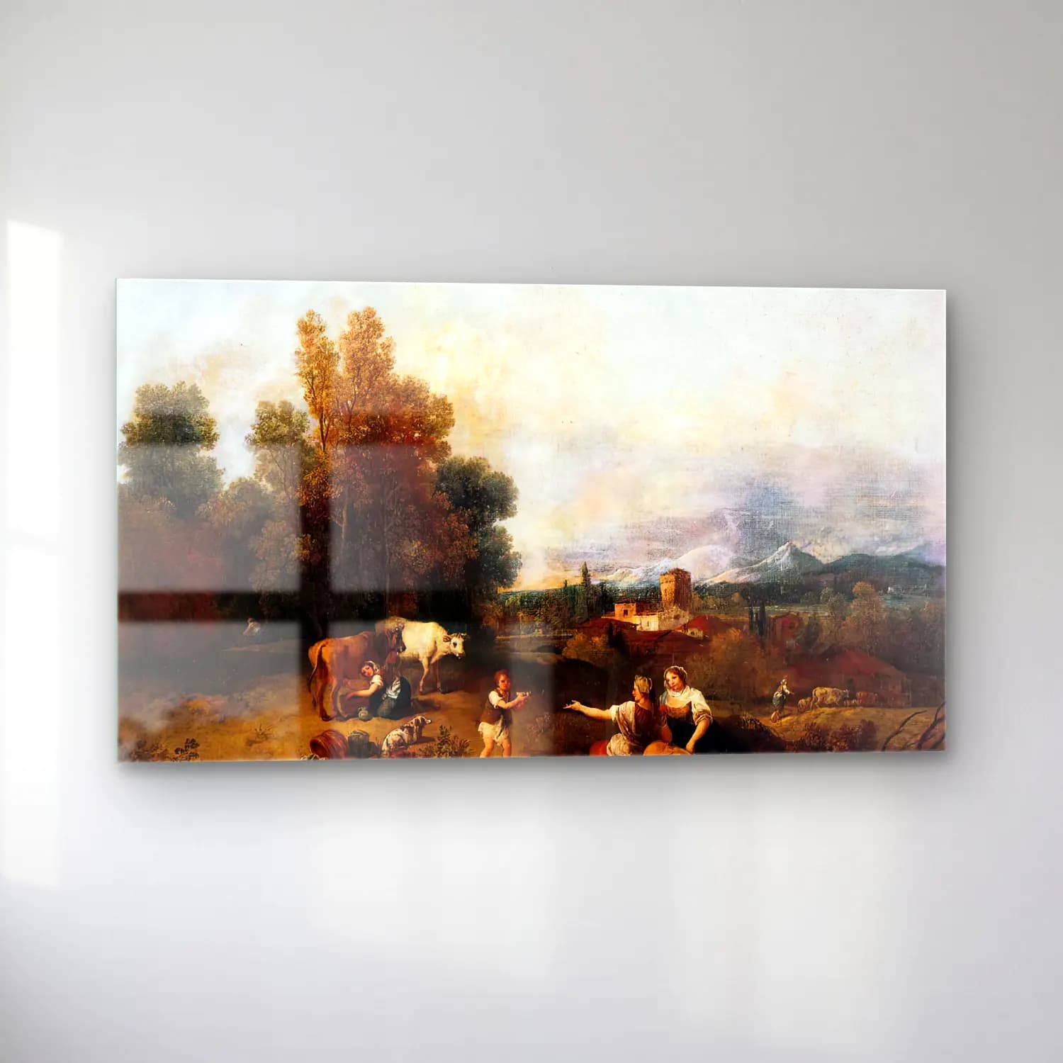 Francesco Zuccarelli – Landscape – Bej Tonlar cam tablo — sol açıdan görünüm