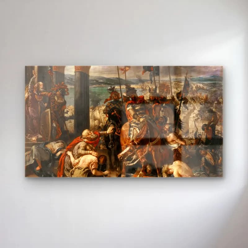 Eugene Delacroix – Entry of the Crusaders in Constantinople cam tablo — Eugene Delacroix – Entry of the Crusaders in Constantinople — yağlı boya savaş sahnesi