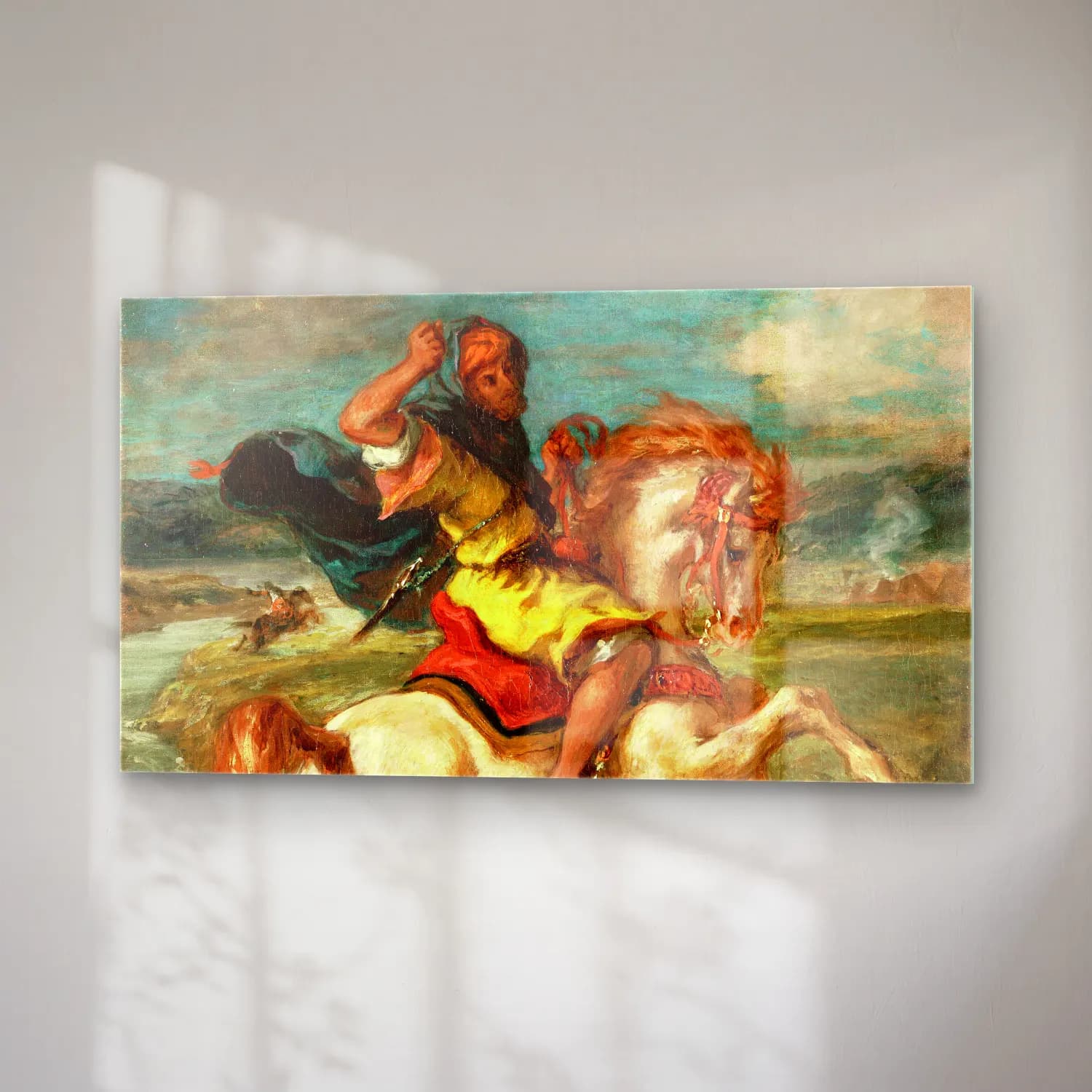 Eugene Delacroix – Moroccan Horseman Crossing a Ford cam tablo — sağ açıdan görünüm