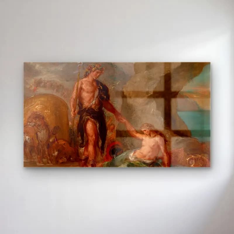 Eugene Delacroix – The Autumn – Bacchus and Ariadne cam tablo — Eugene Delacroix – The Autumn – Bacchus and Ariadne — yağlı boya mitolojik sahne