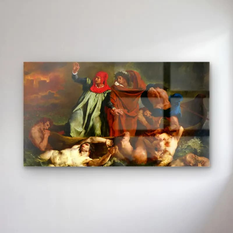Eugene Delacroix – The Barque of Dante cam tablo — Eugene Delacroix – The Barque of Dante — yağlı boya mitolojik sahne