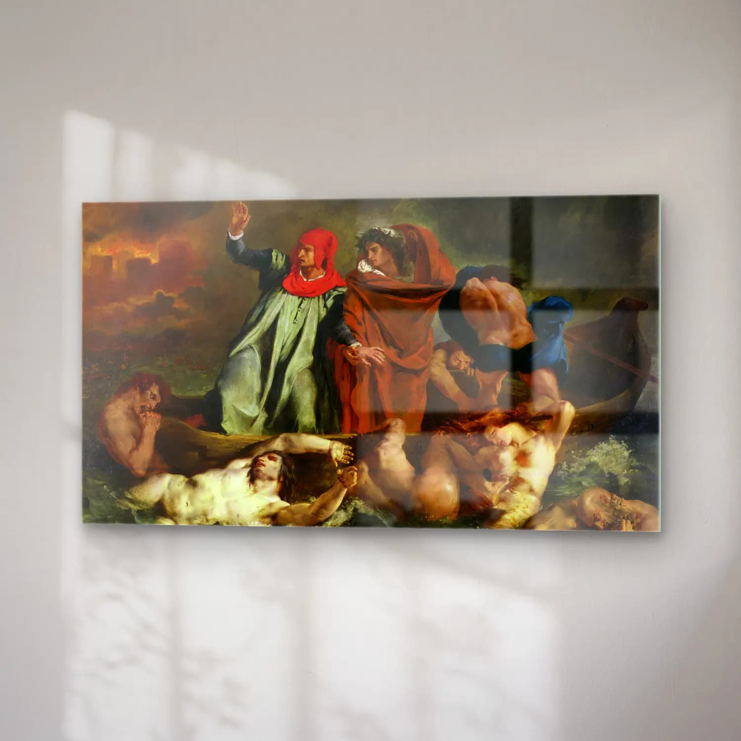 Eugene Delacroix – The Barque of Dante cam tablo — sağ açıdan görünüm