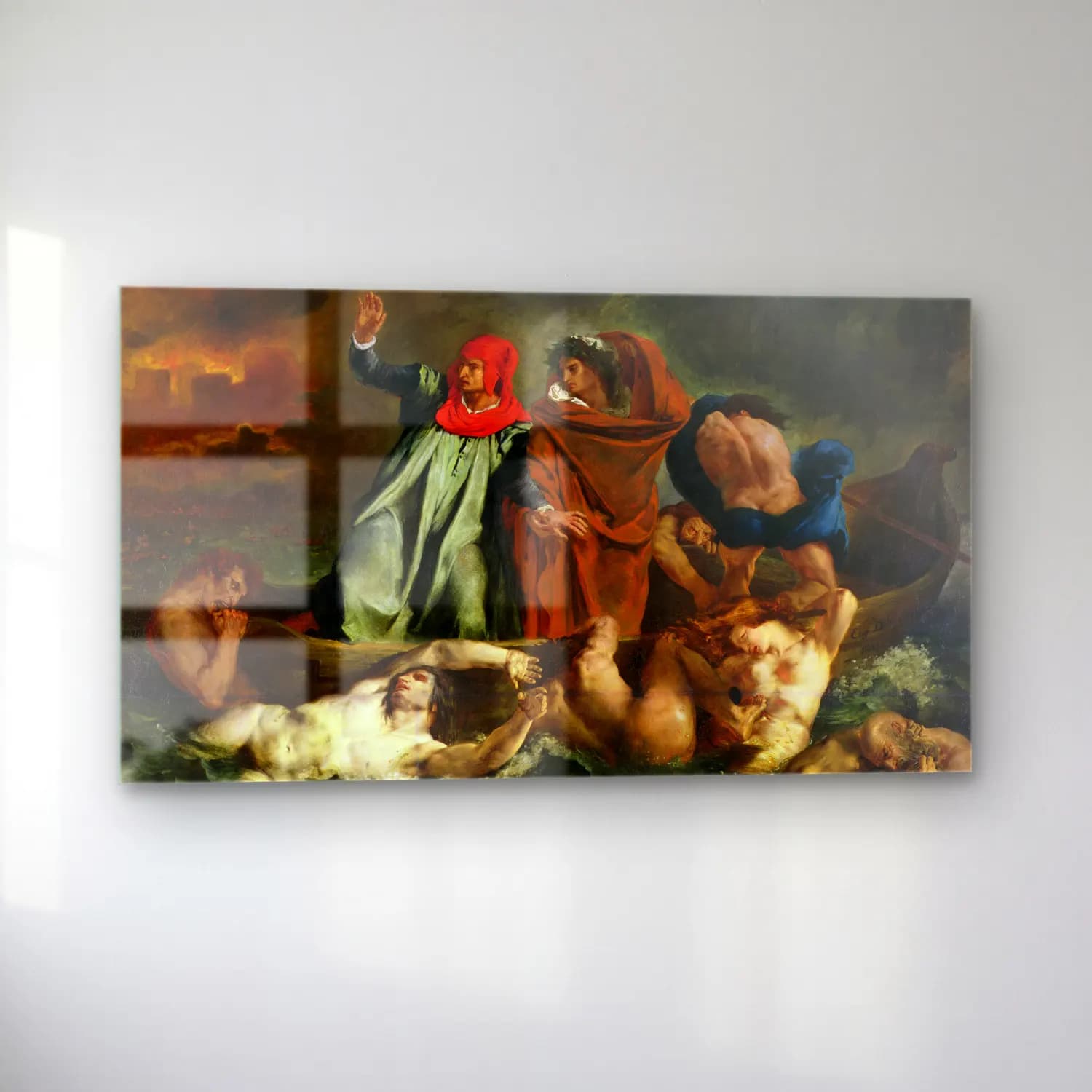 Eugene Delacroix – The Barque of Dante cam tablo — sol açıdan görünüm