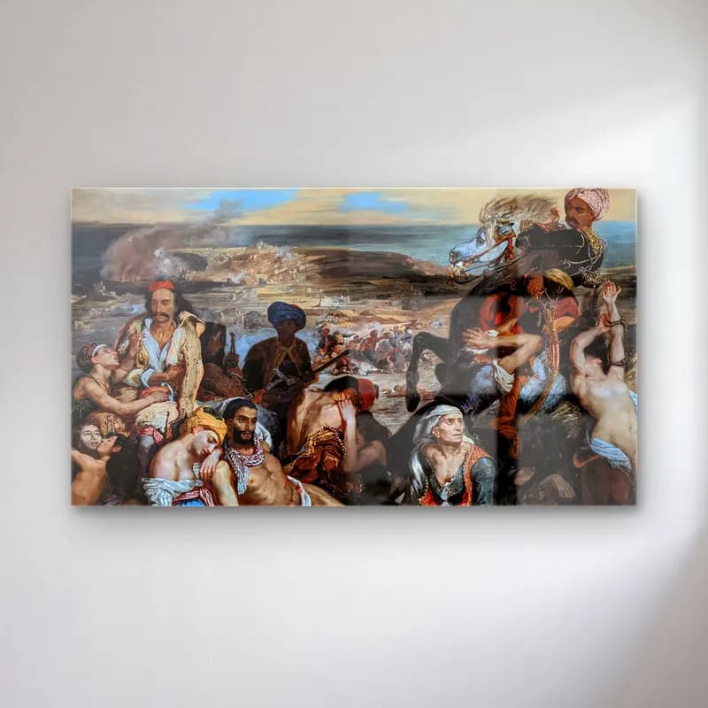 Eugene Delacroix – The Massacre at Chios cam tablo — Eugene Delacroix – The Massacre at Chios — empresyonist savaş sahnesi