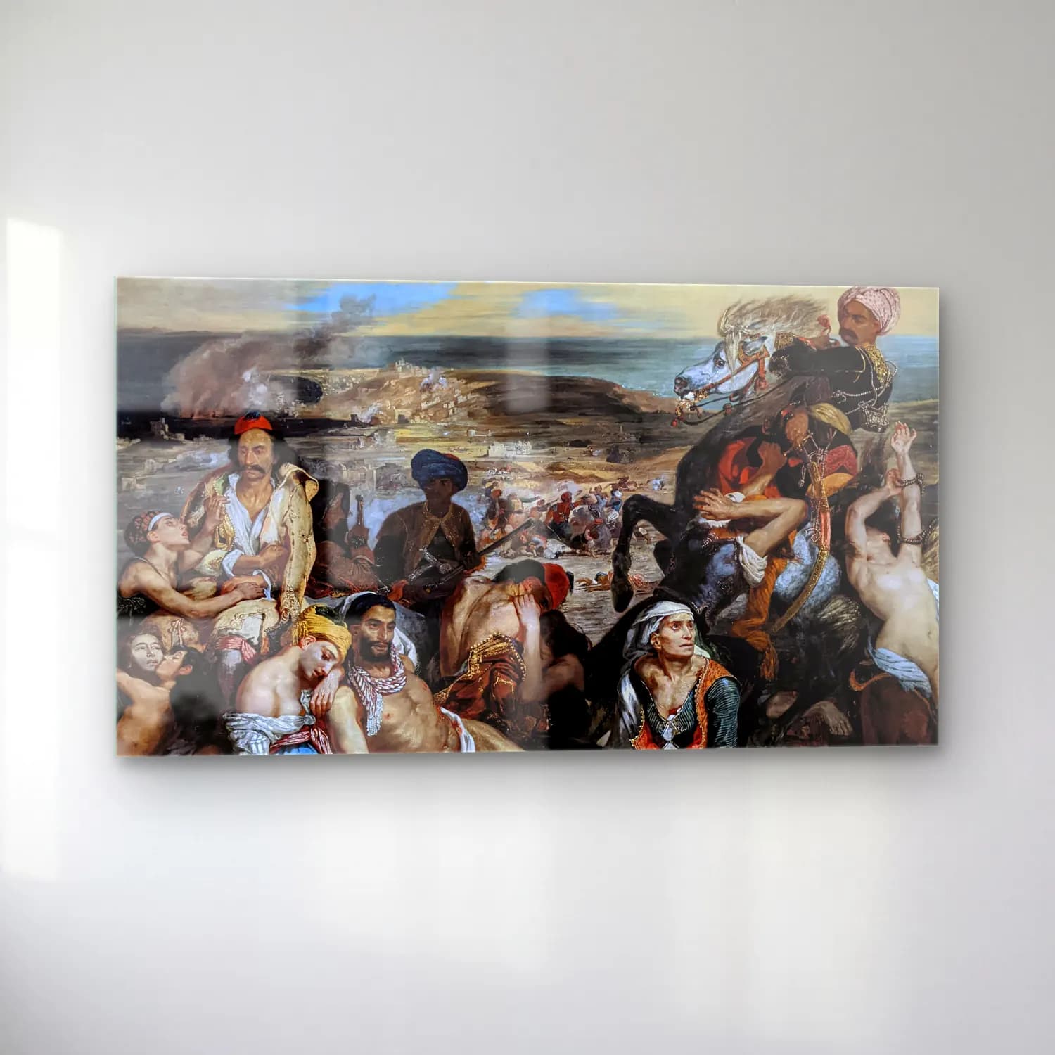 Eugene Delacroix – The Massacre at Chios cam tablo — sol açıdan görünüm