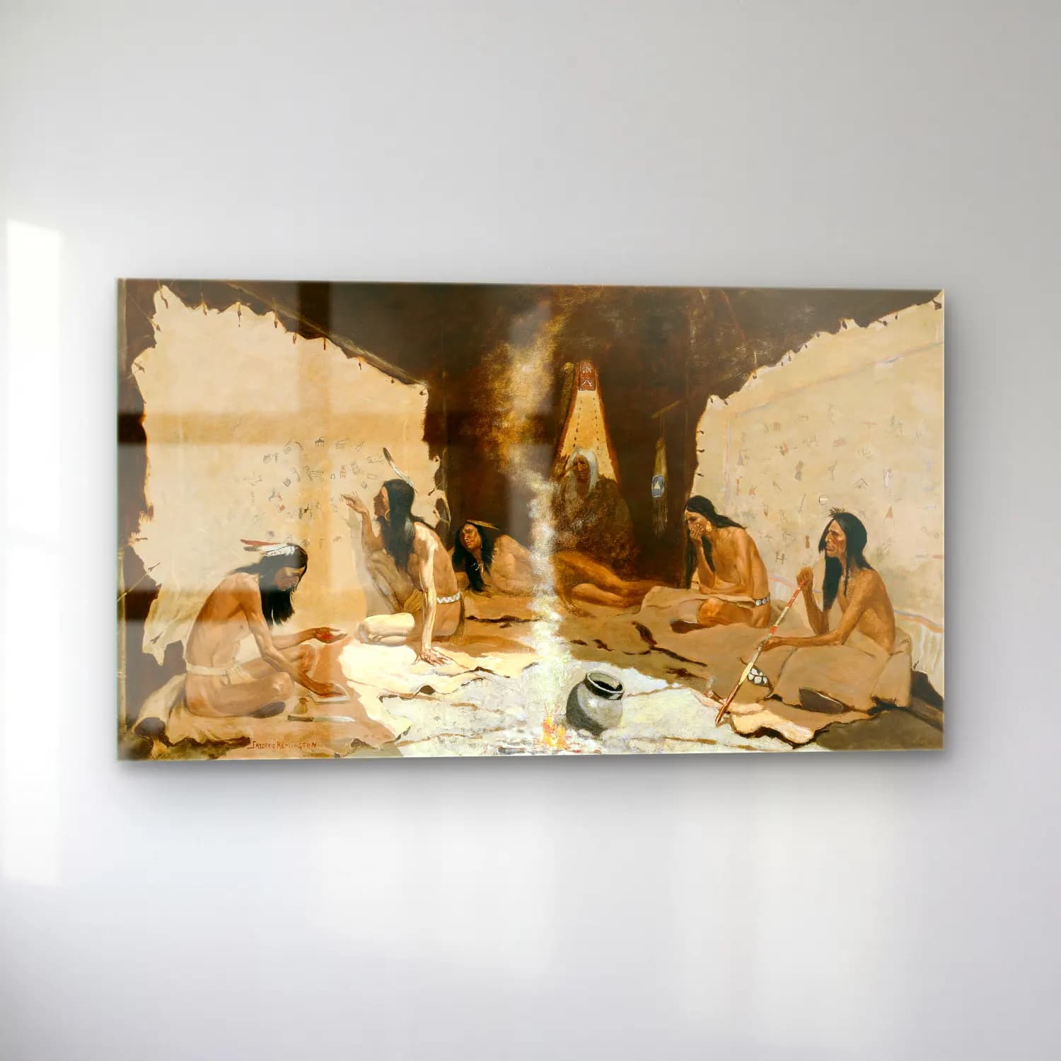 Frederic Remington – Historians of the Tribe cam tablo — sol açıdan görünüm