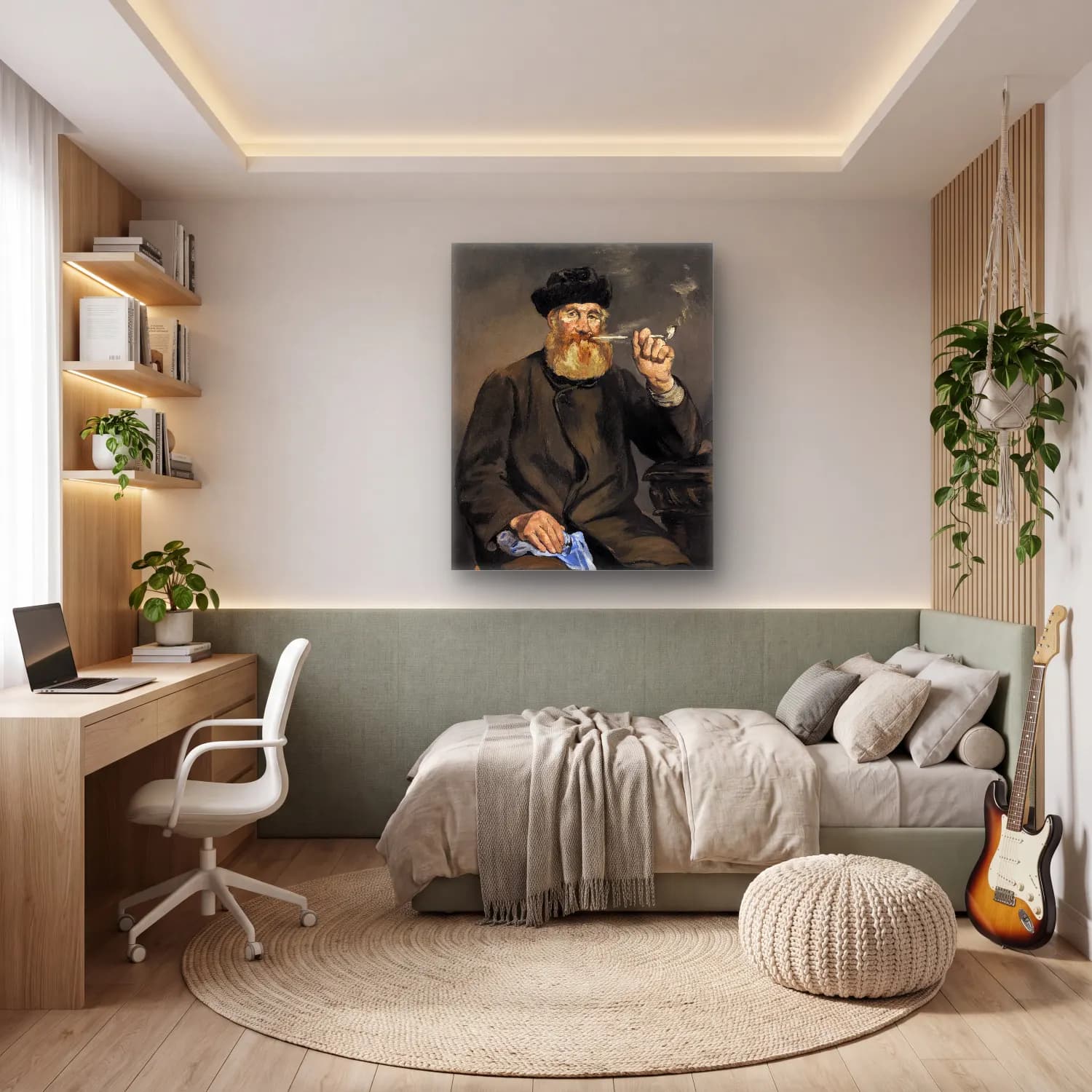 Yağlı Boya Erkek Portresi No. 29 cam tablo — genç odasında