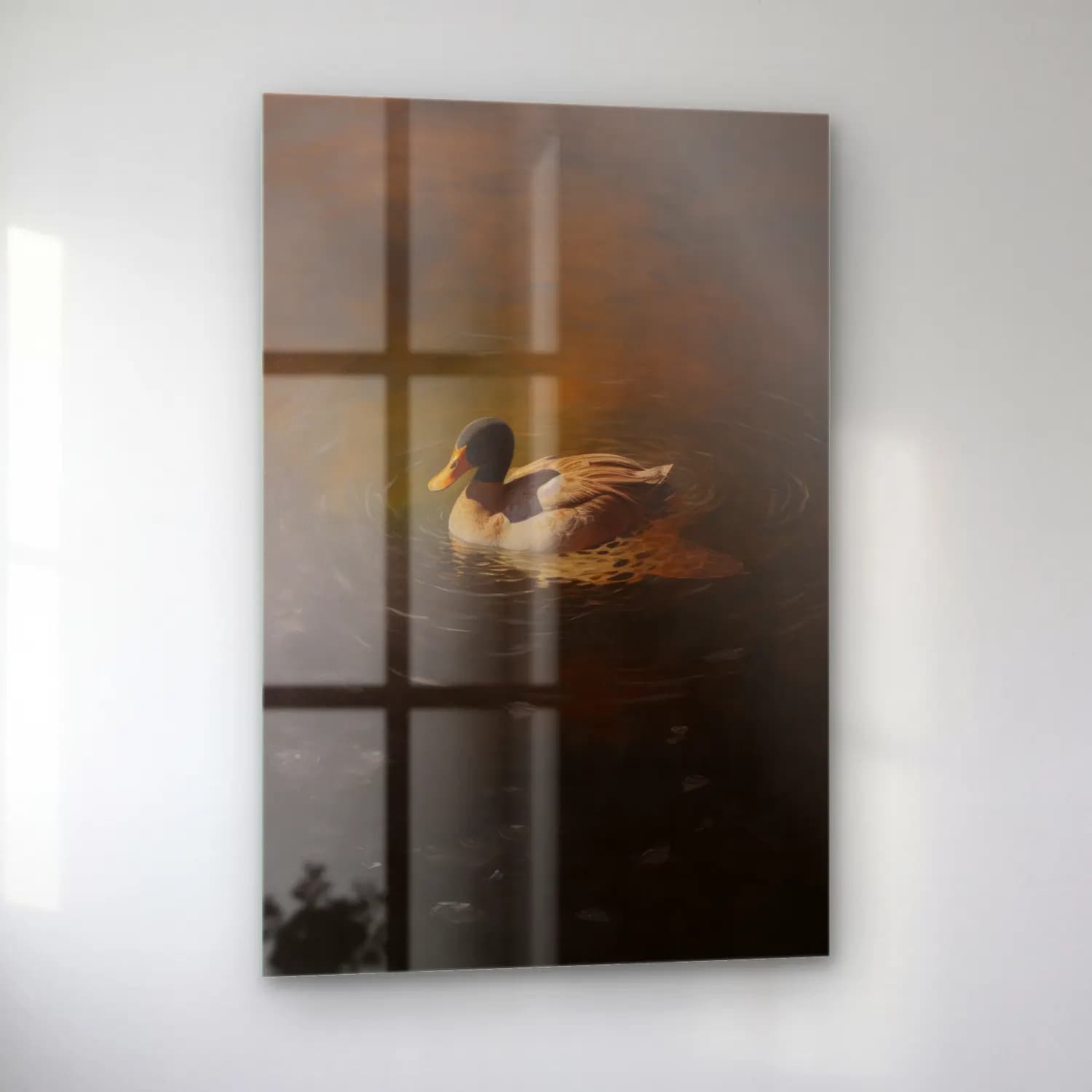 Yağlı Boya Ördekler – Pastel Tonlar cam tablo — sol açıdan görünüm