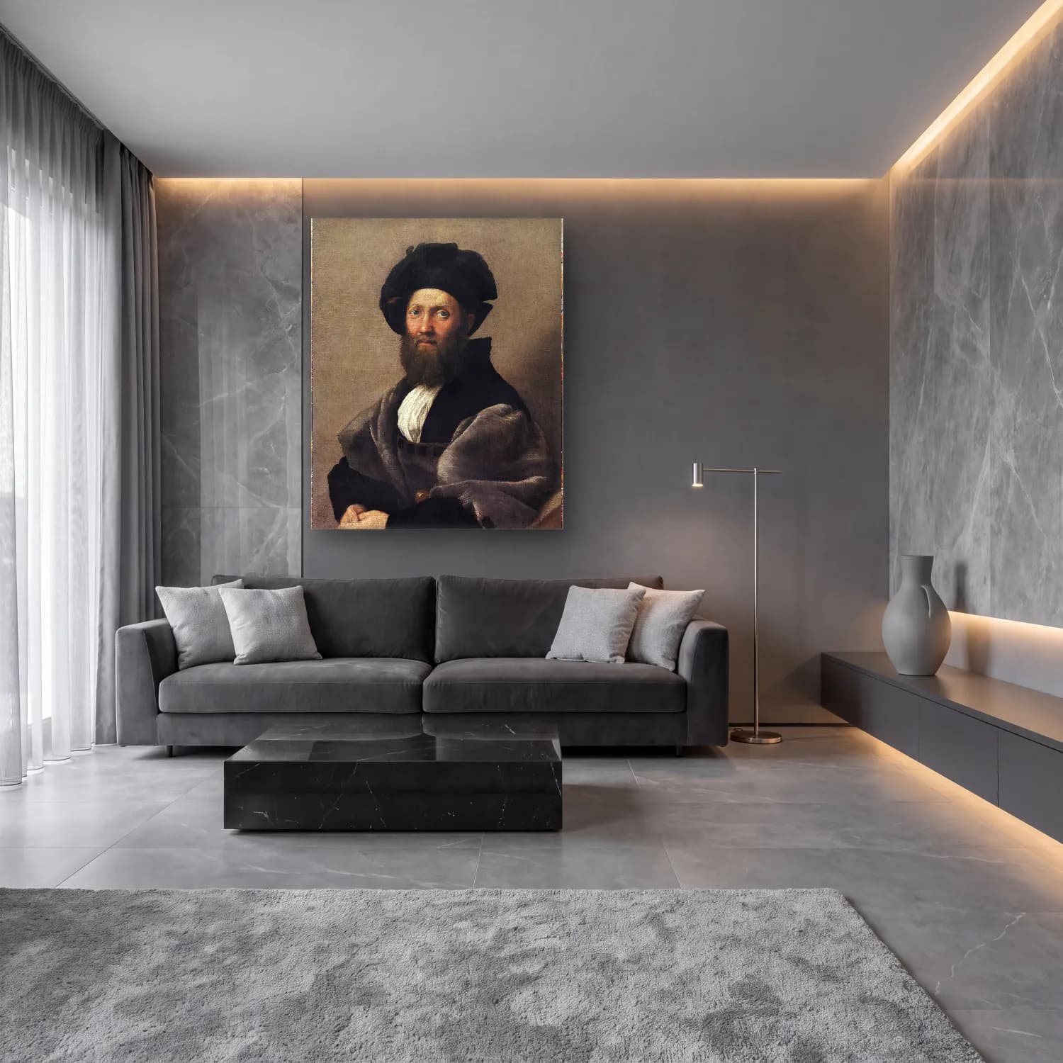 Yağlı Boya Erkek Portresi No. 31 cam tablo — lüks salon duvarında