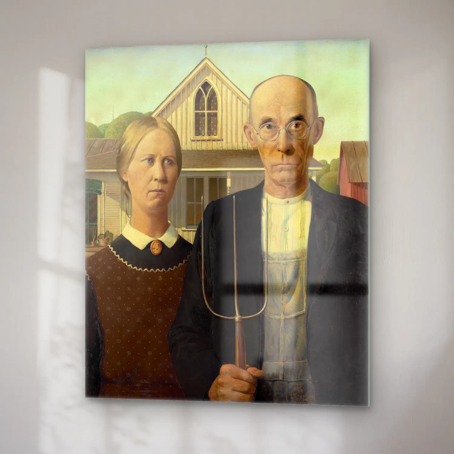 Grant Wood – Erkek Portresi cam tablo — sağ açıdan görünüm