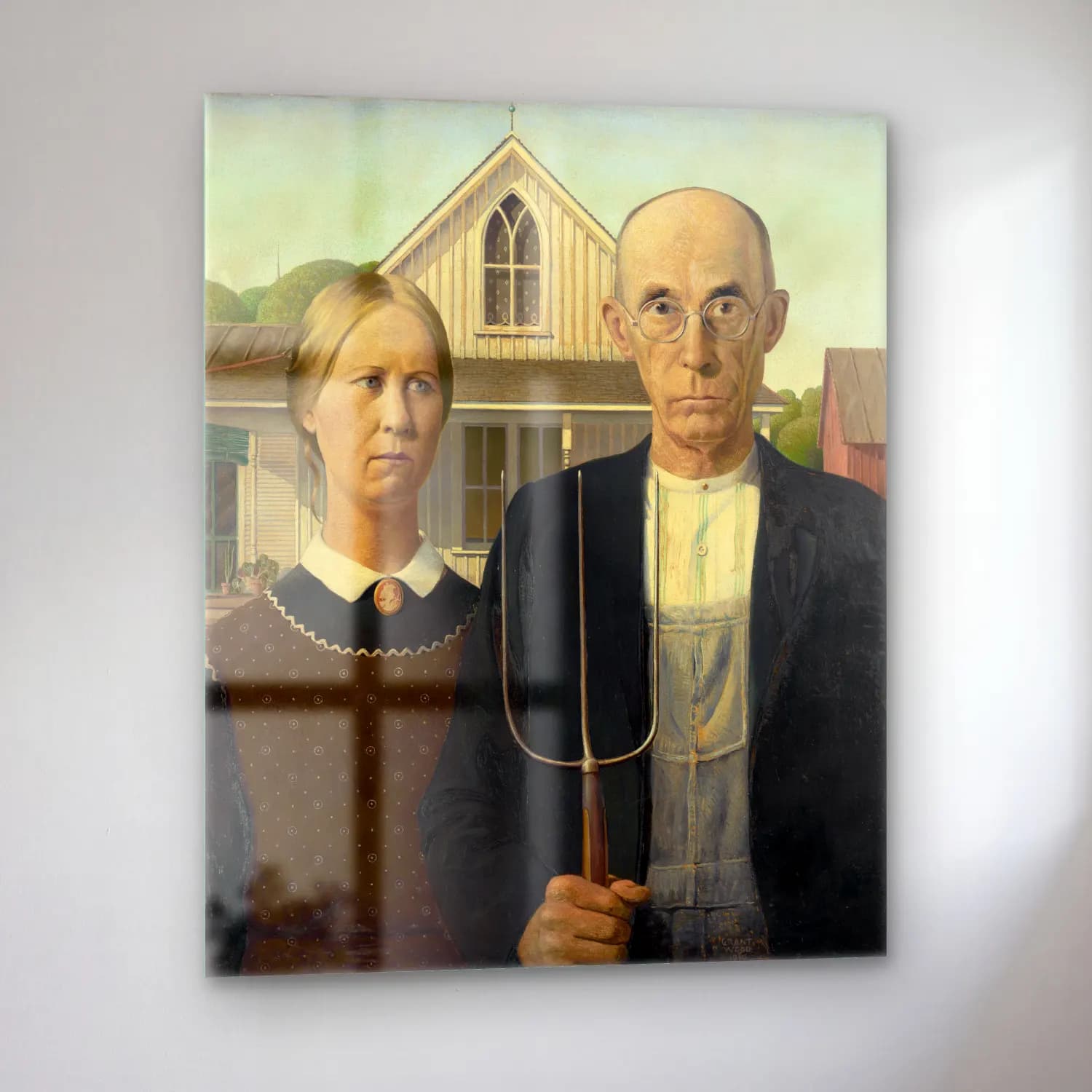 Grant Wood – Erkek Portresi cam tablo — sol açıdan görünüm