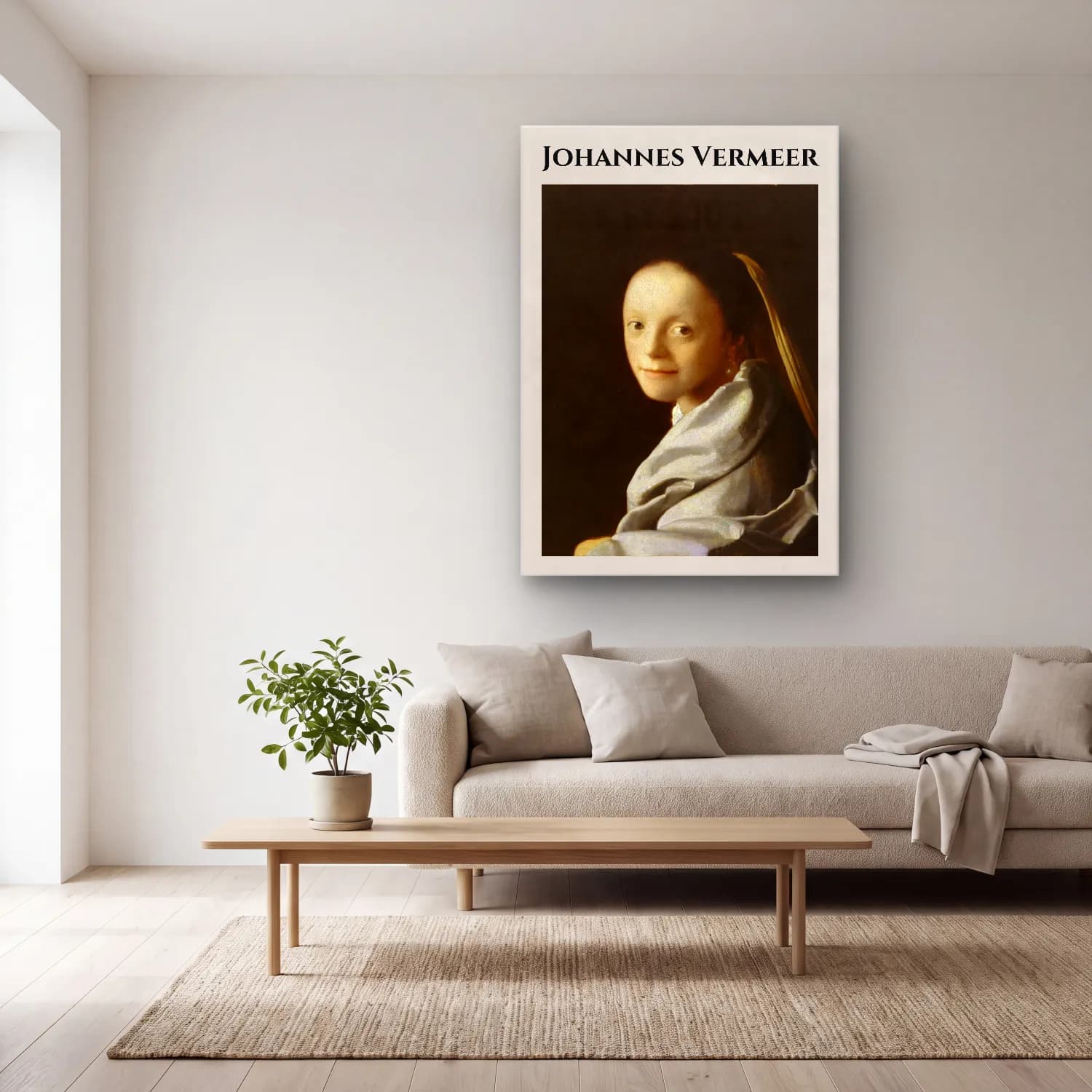 Johannes Vermeer – Kadın Portresi cam tablo — açık renk salonda