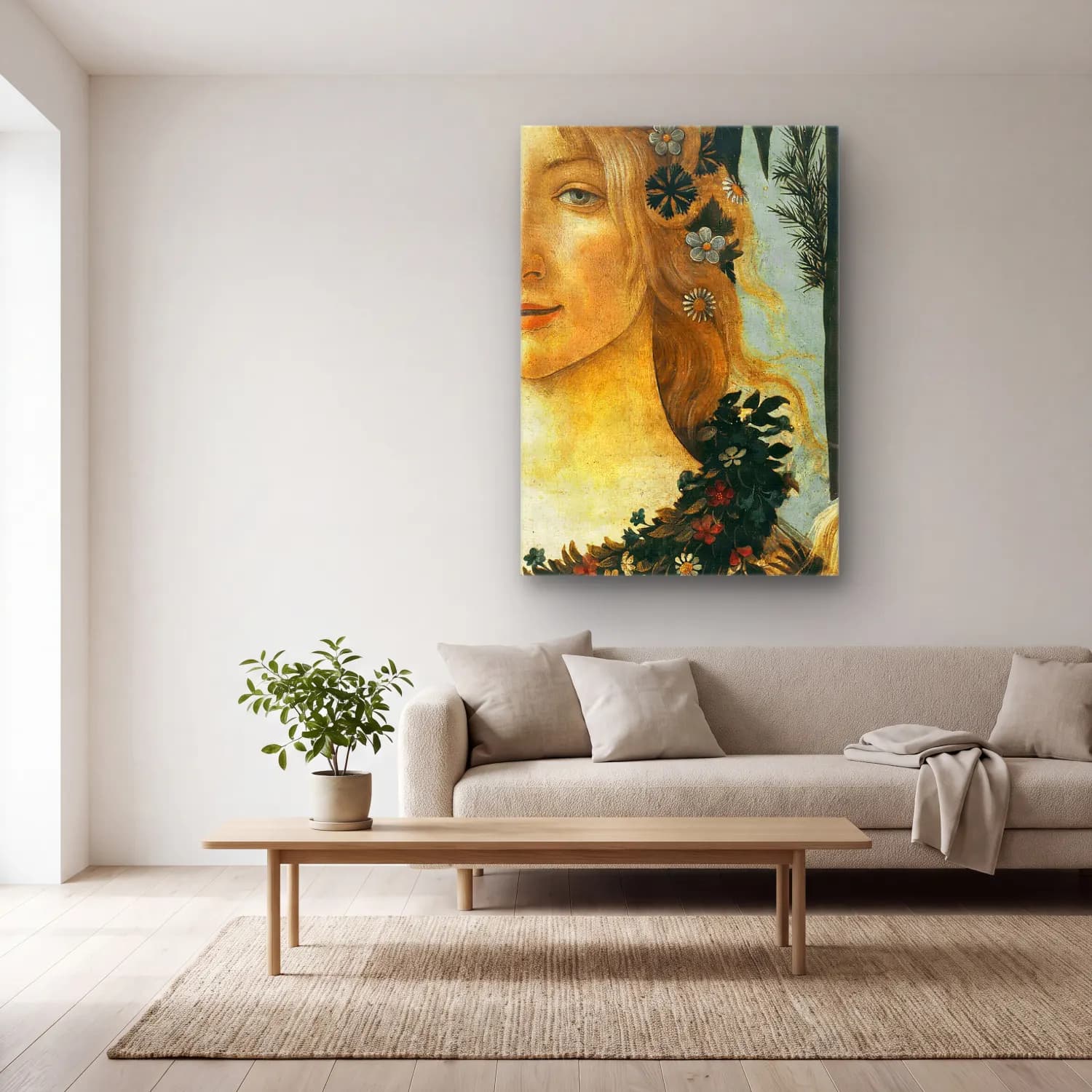 Sandro Botticelli – Kadın Portresi cam tablo — açık renk salonda