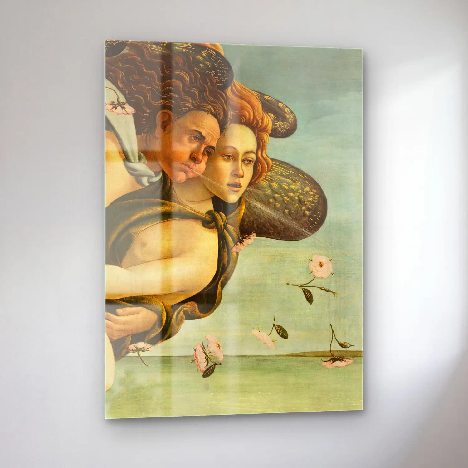 Sandro Botticelli – Mitolojik Sahne – Bej Tonlar cam tablo — sol açıdan görünüm