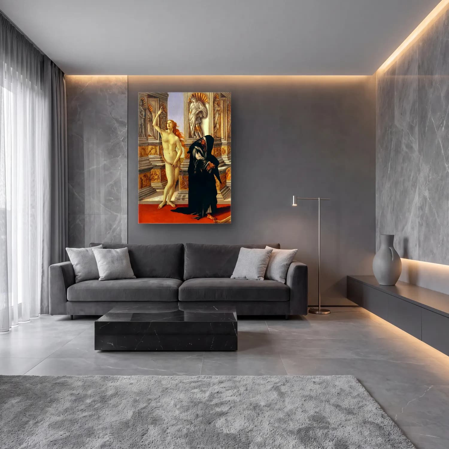 Sandro Botticelli – Figür Çalışması cam tablo — lüks salon duvarında