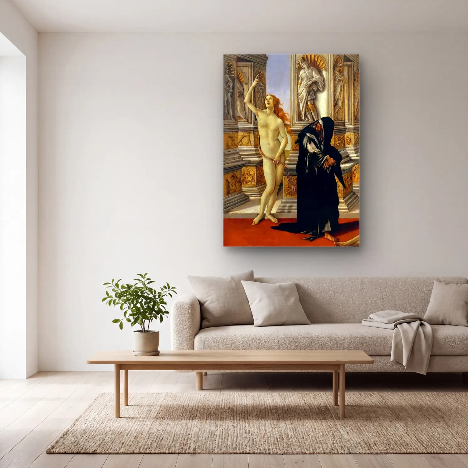 Sandro Botticelli – Figür Çalışması cam tablo — açık renk salonda