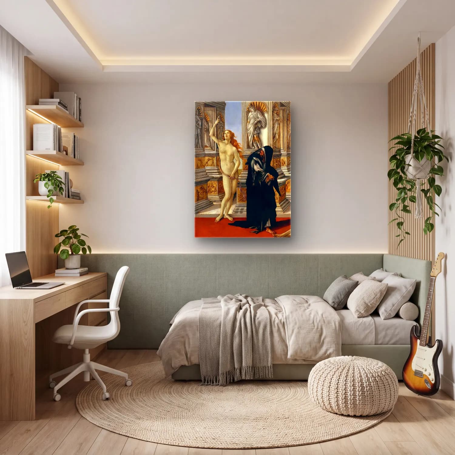 Sandro Botticelli – Figür Çalışması cam tablo — genç odasında