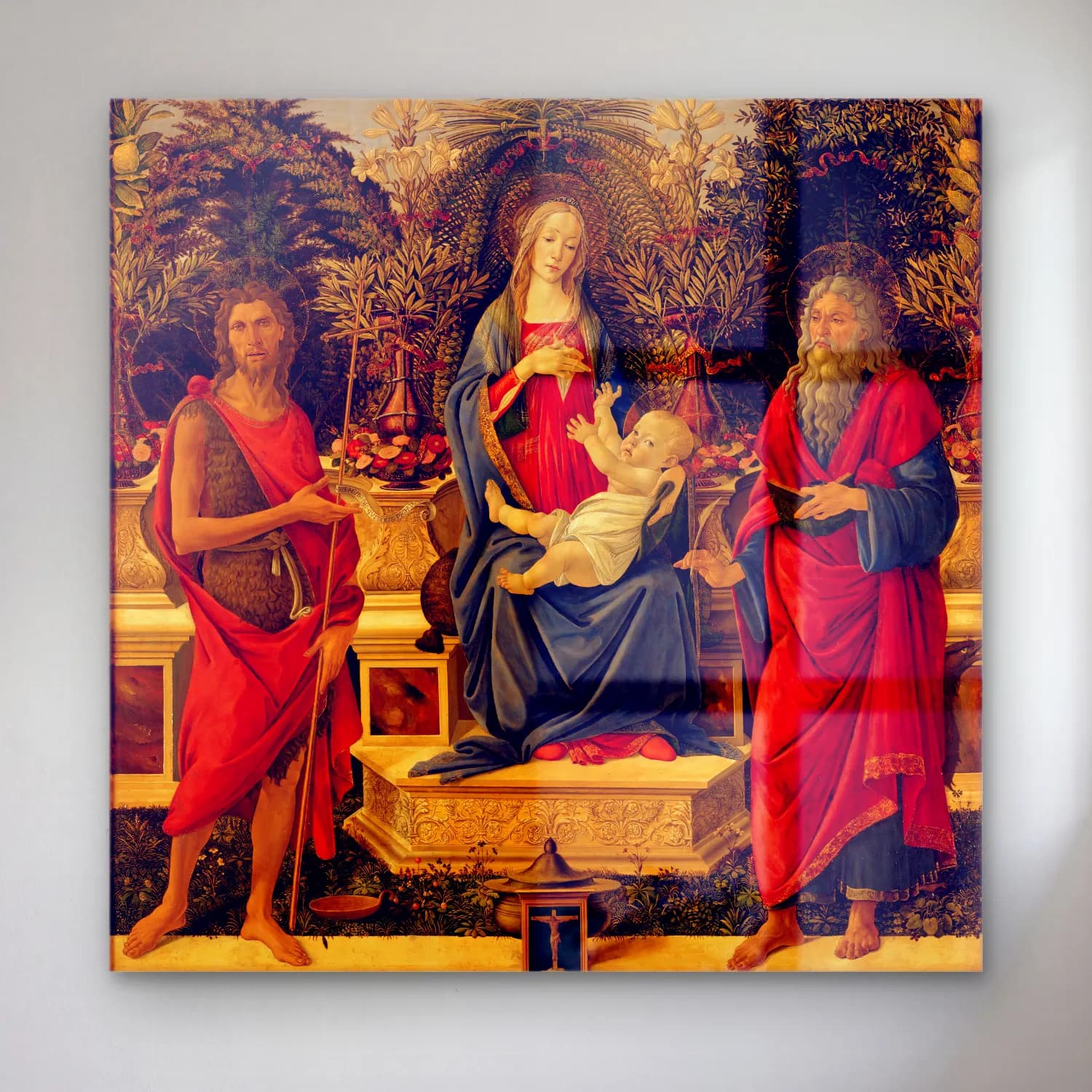 Sandro Botticelli – Dini Sahne – Kırmızı Tonlar cam tablo — Sandro Botticelli – Dini Sahne – Kırmızı Tonlar — yağlı boya dini sahne