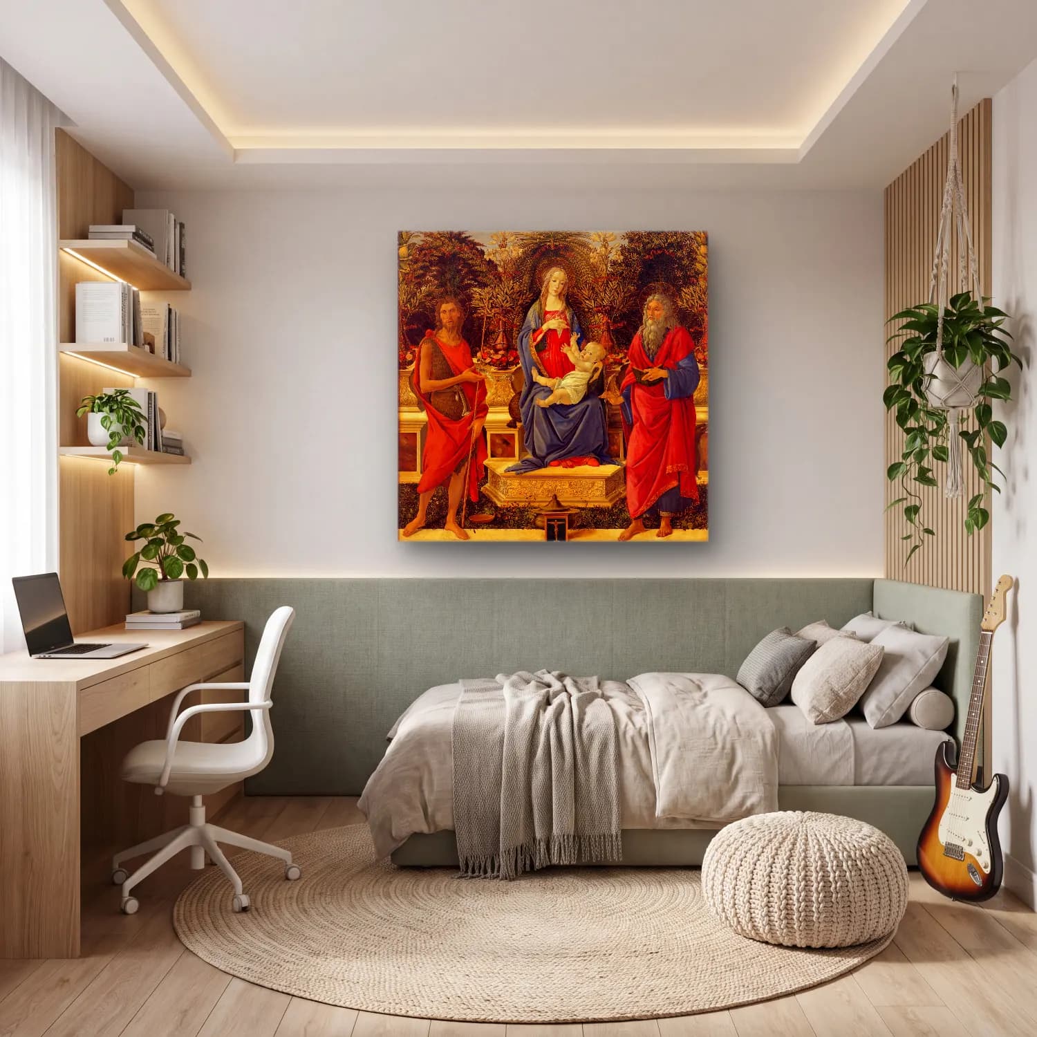Sandro Botticelli – Dini Sahne – Kırmızı Tonlar cam tablo — genç odasında