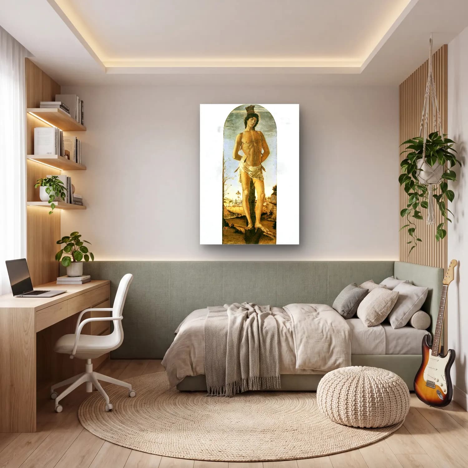Sandro Botticelli – Figür Çalışması – Bej Tonlar cam tablo — genç odasında