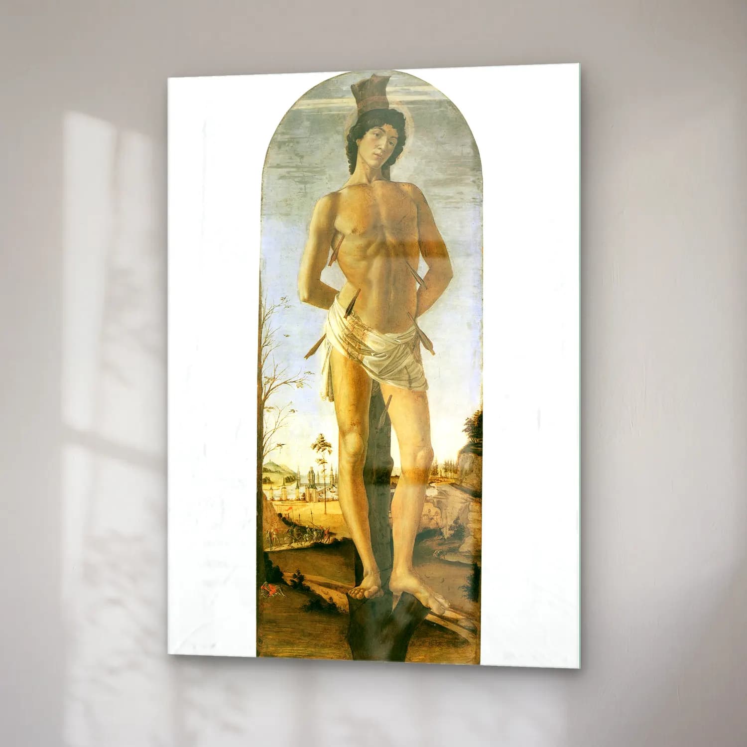 Sandro Botticelli – Figür Çalışması – Bej Tonlar cam tablo — sağ açıdan görünüm