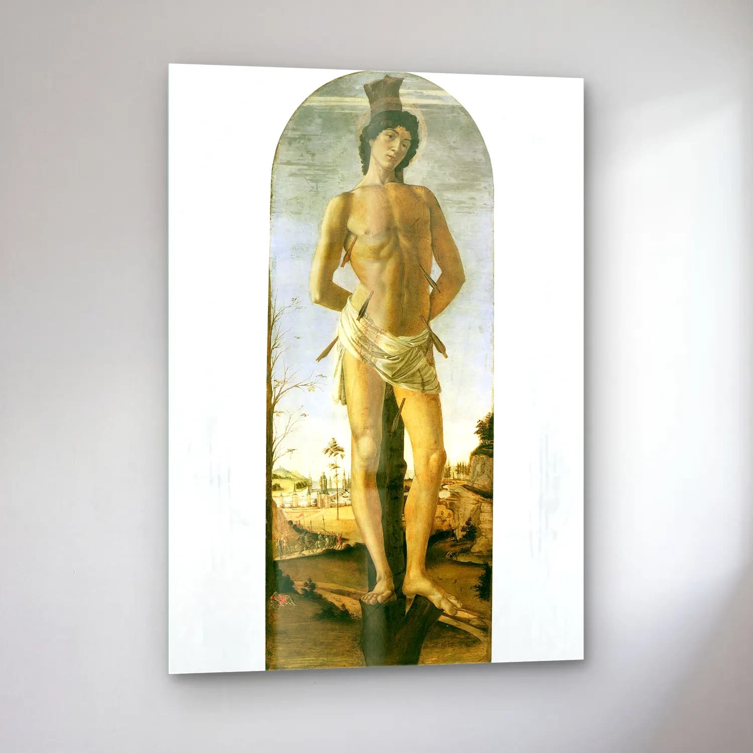 Sandro Botticelli – Figür Çalışması – Bej Tonlar cam tablo — sol açıdan görünüm