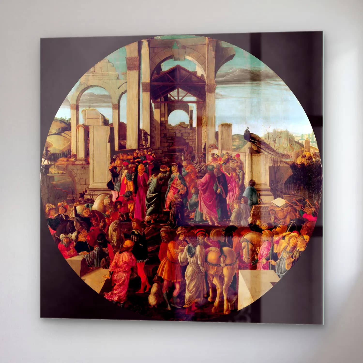 Sandro Botticelli – Dini Sahne – Mavi Tonlar cam tablo — sağ açıdan görünüm