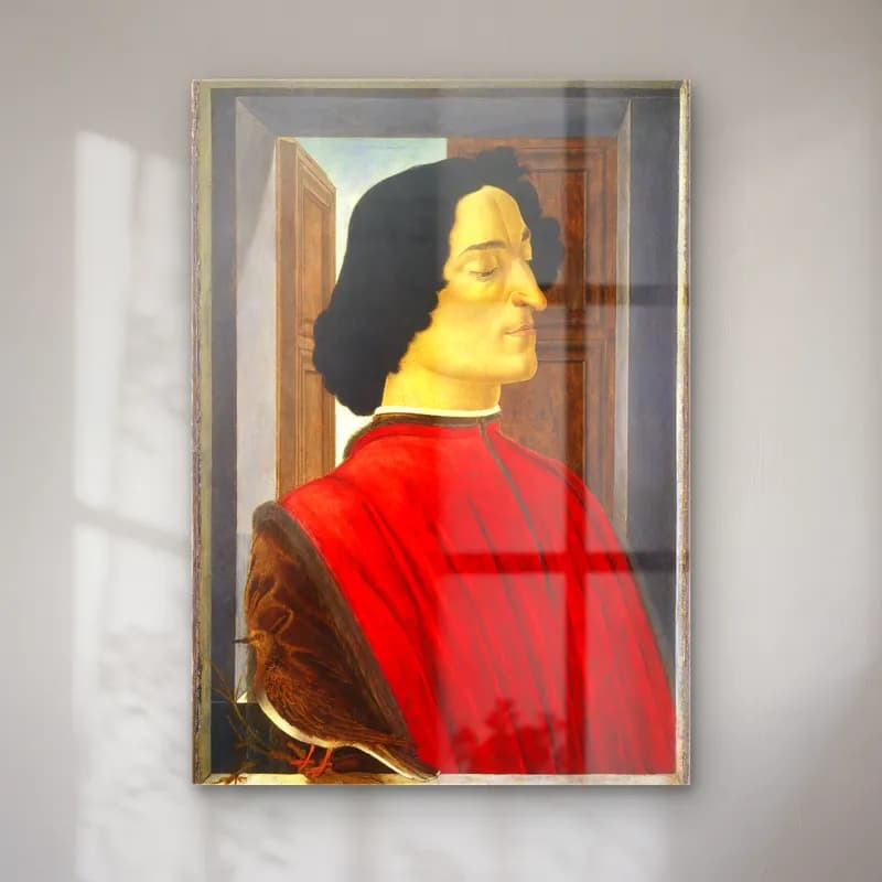 Sandro Botticelli – Erkek Portresi No. 4 cam tablo — Sandro Botticelli – Erkek Portresi No. 4 — yağlı boya erkek portresi
