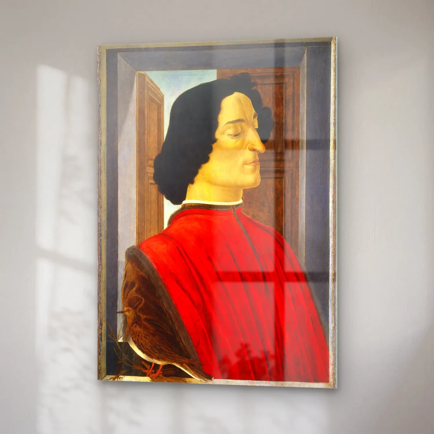 Sandro Botticelli – Erkek Portresi No. 4 cam tablo — sağ açıdan görünüm