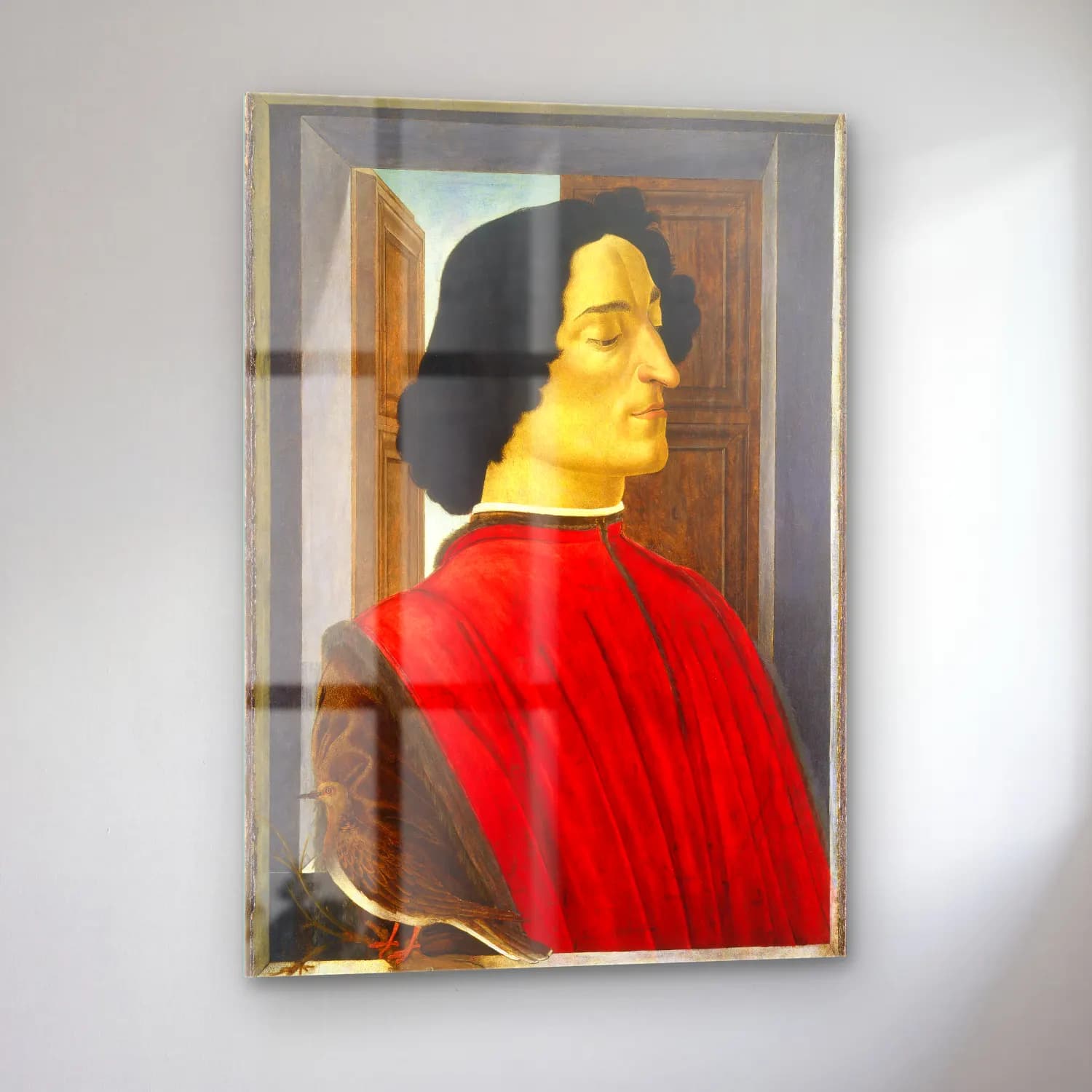 Sandro Botticelli – Erkek Portresi No. 4 cam tablo — sol açıdan görünüm