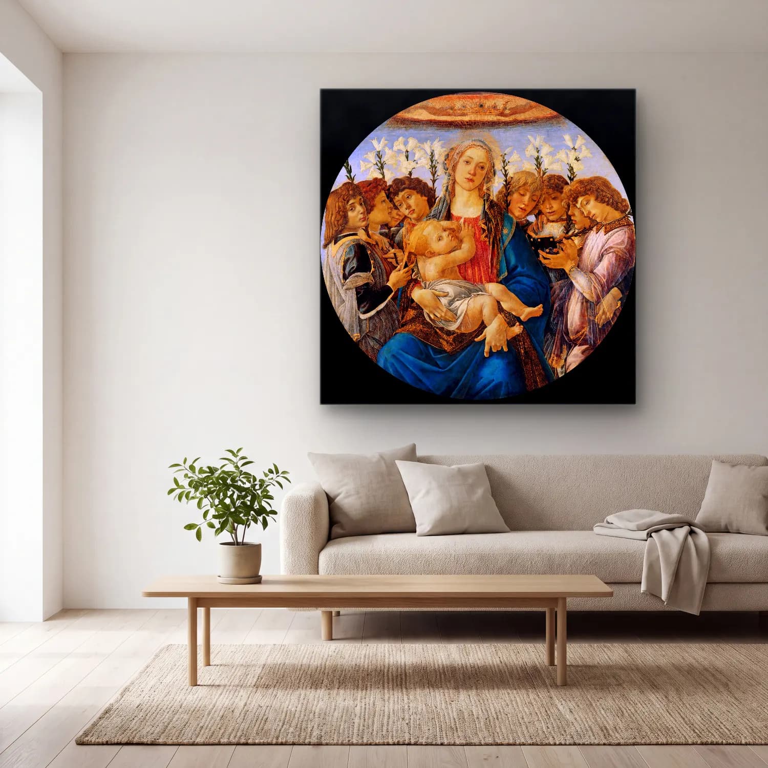 Sandro Botticelli – Dini Sahne No. 9 cam tablo — açık renk salonda
